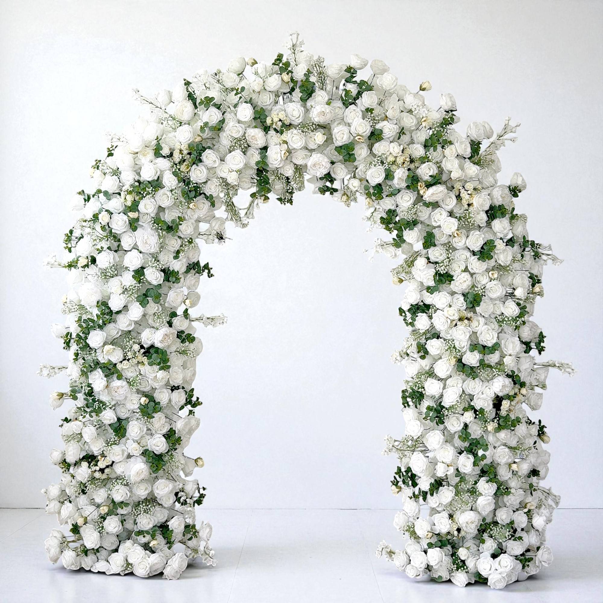 💥BF-SALE: White&Green Flower Round Arch With Frame #RTA064