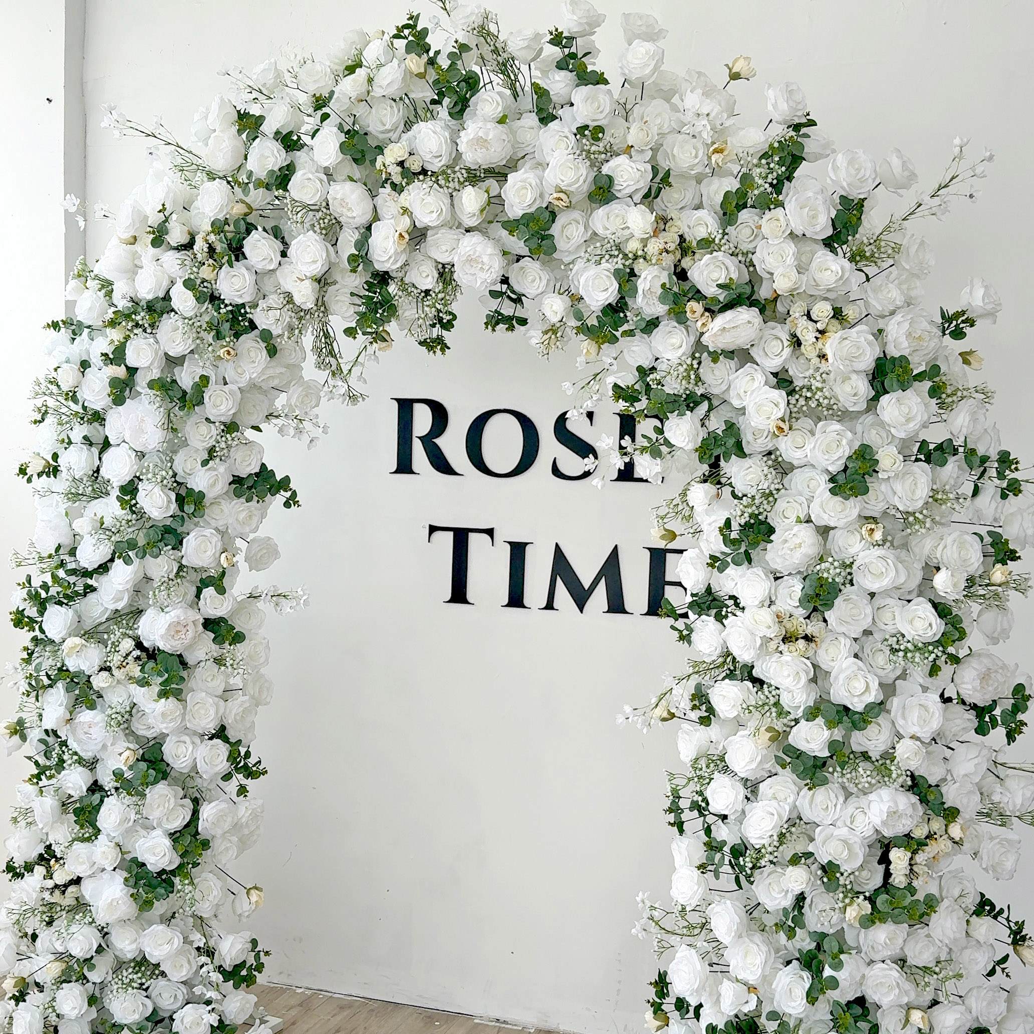 RoseyTime White&Green Flower Round Arch With Frame #RTA064