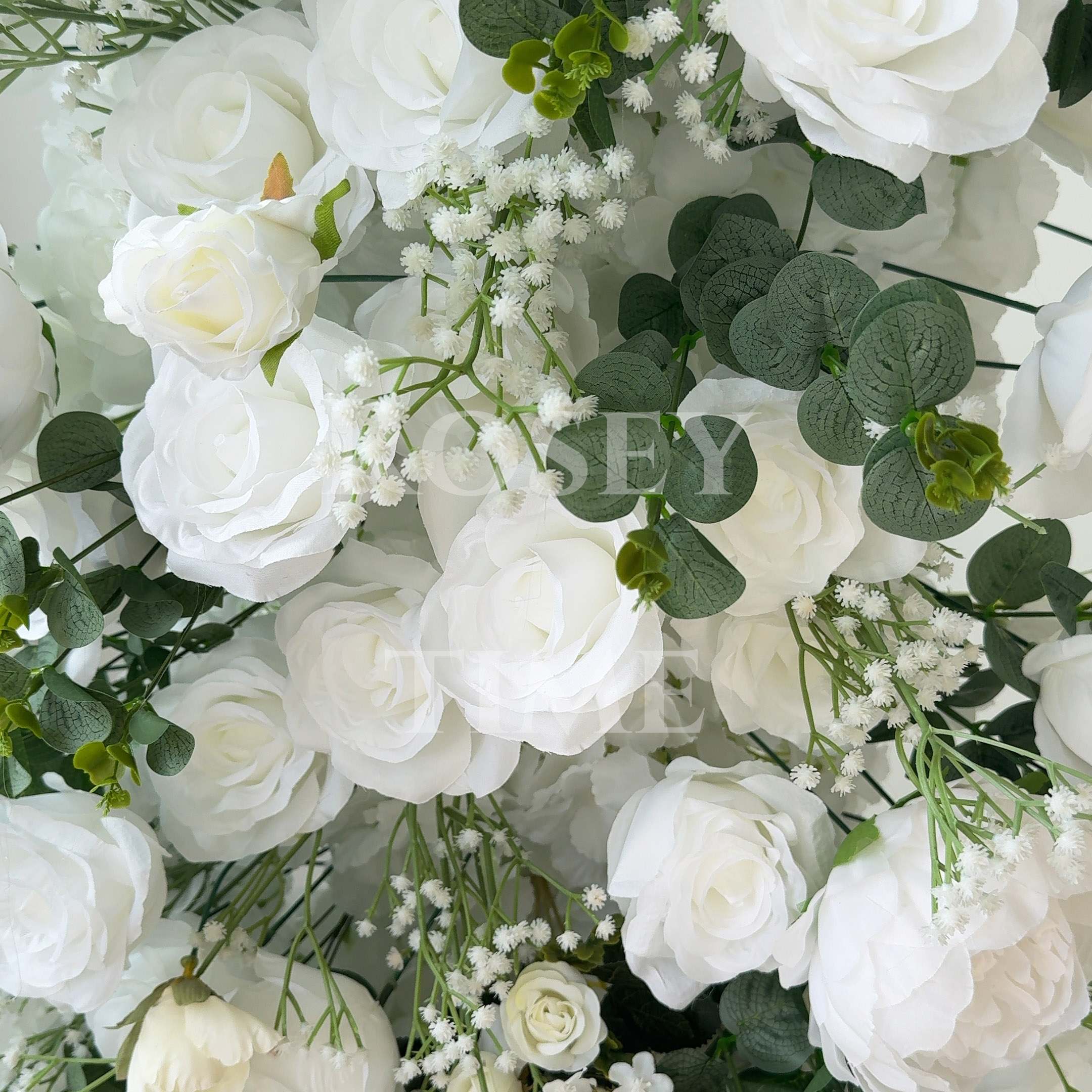 RoseyTime White&Green Flower Round Arch With Frame #RTA064