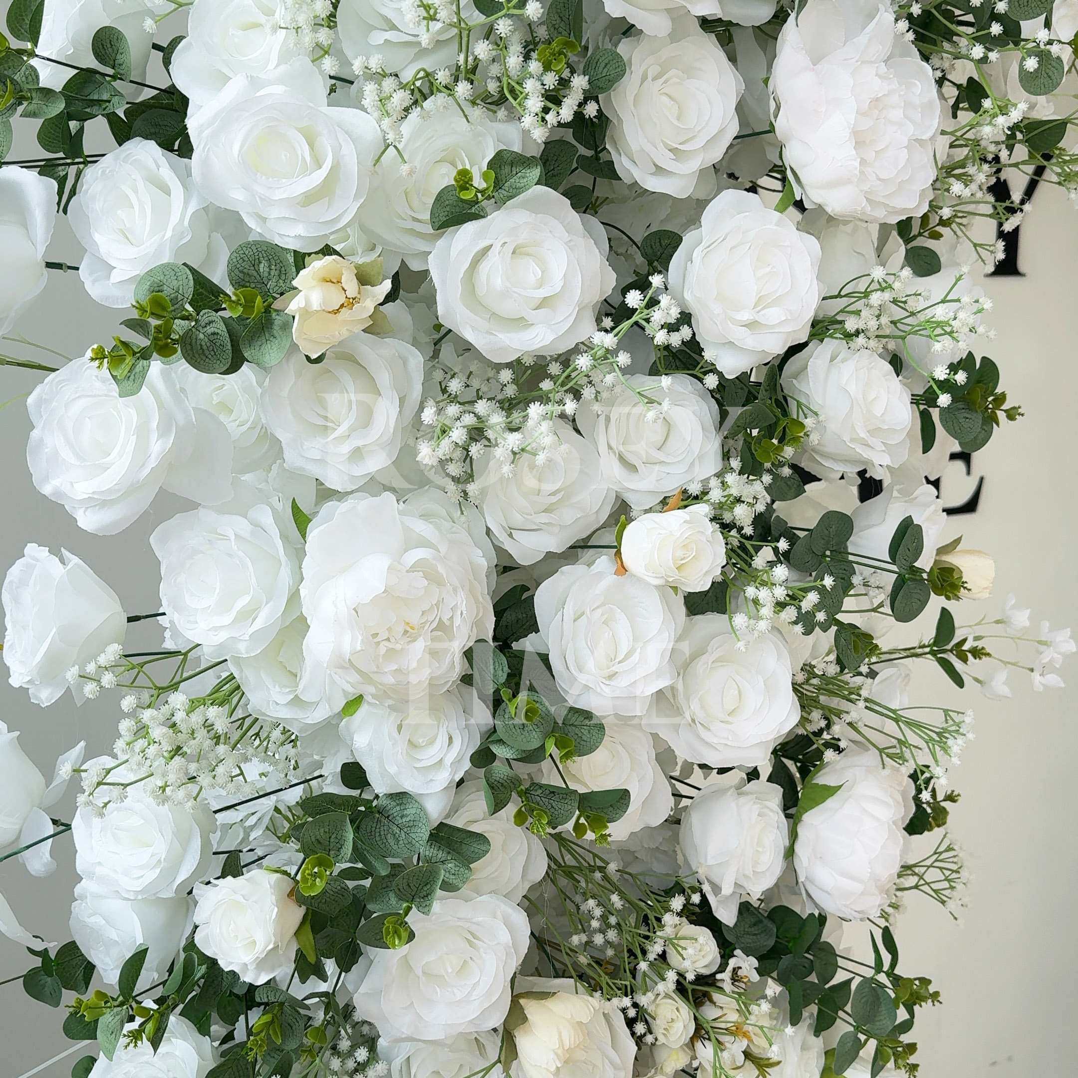 RoseyTime White&Green Flower Round Arch With Frame #RTA064