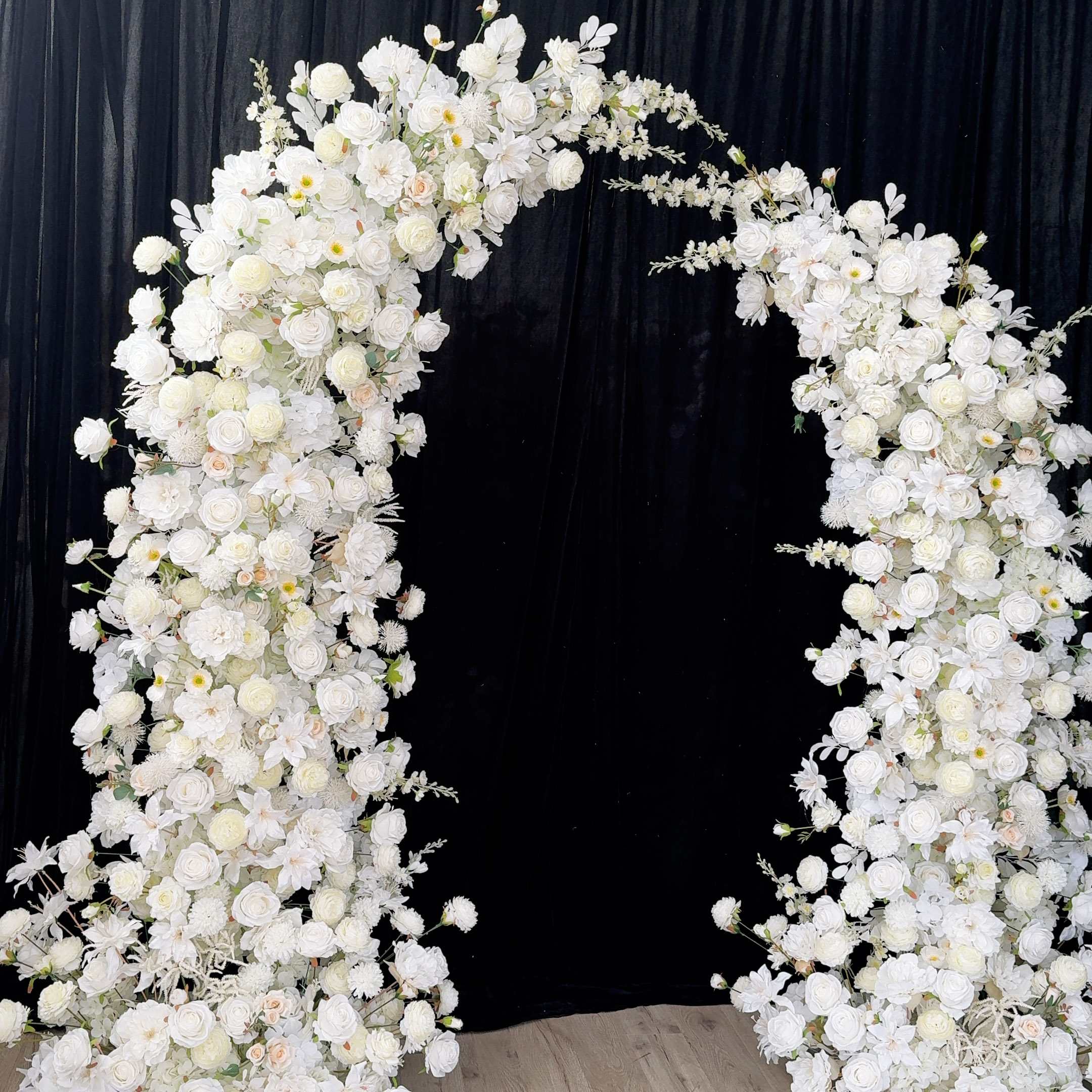 Roseytime White Flower Pillars Arch with Frame #RTP087