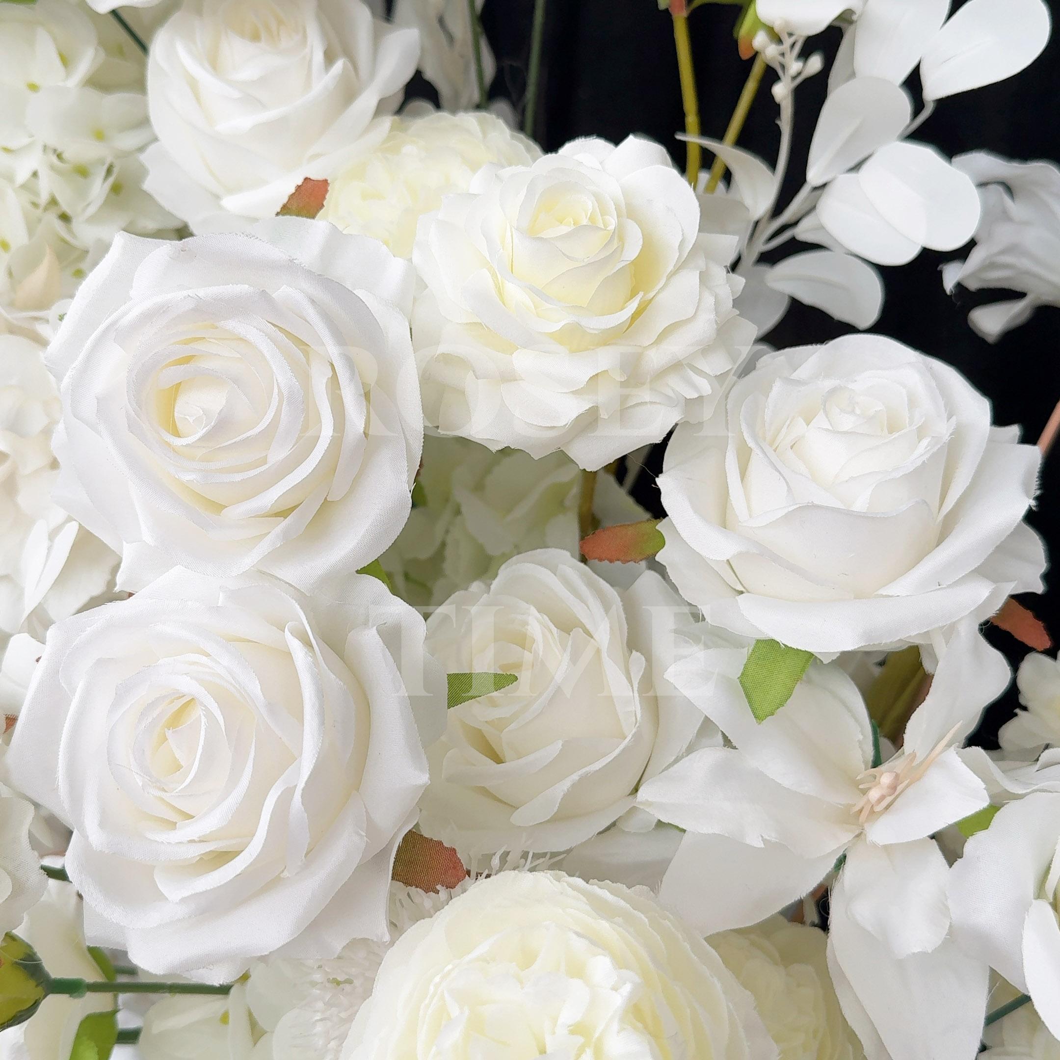 Roseytime White Flower Pillars Arch with Frame #RTP087