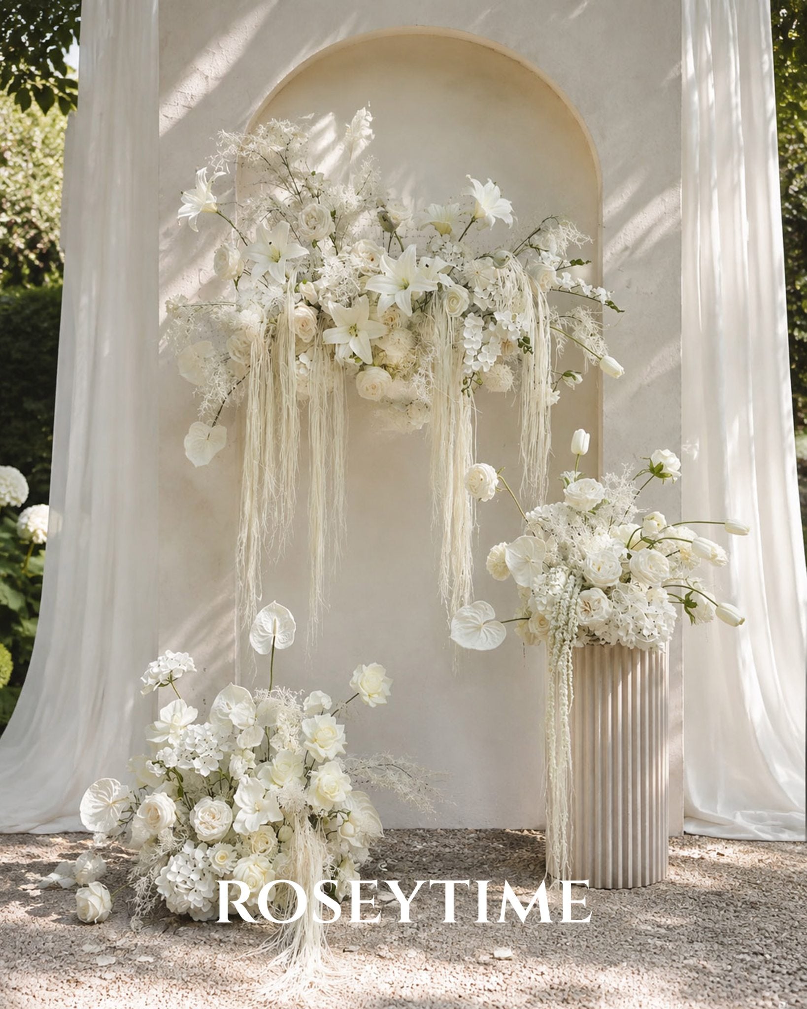 Roseytime Ivory White Floral Set #RTS029