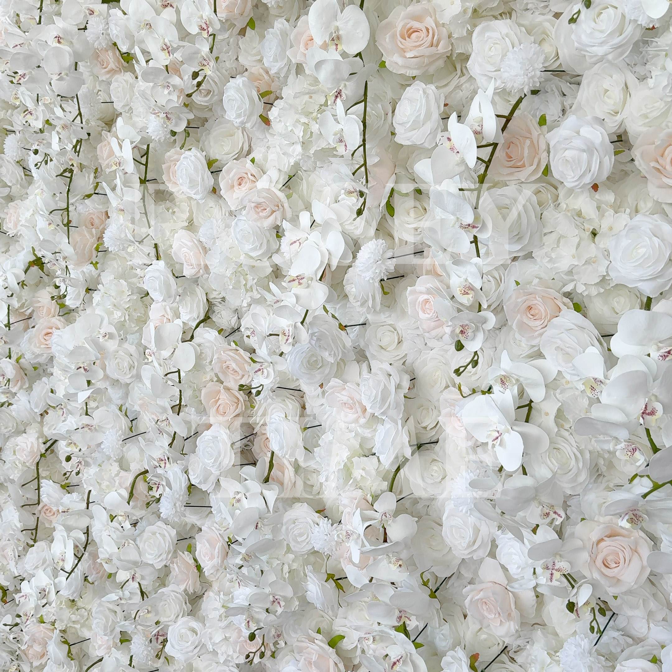Roseytime 5D White Flower Wall Roll Up Fabric Back #RTW114