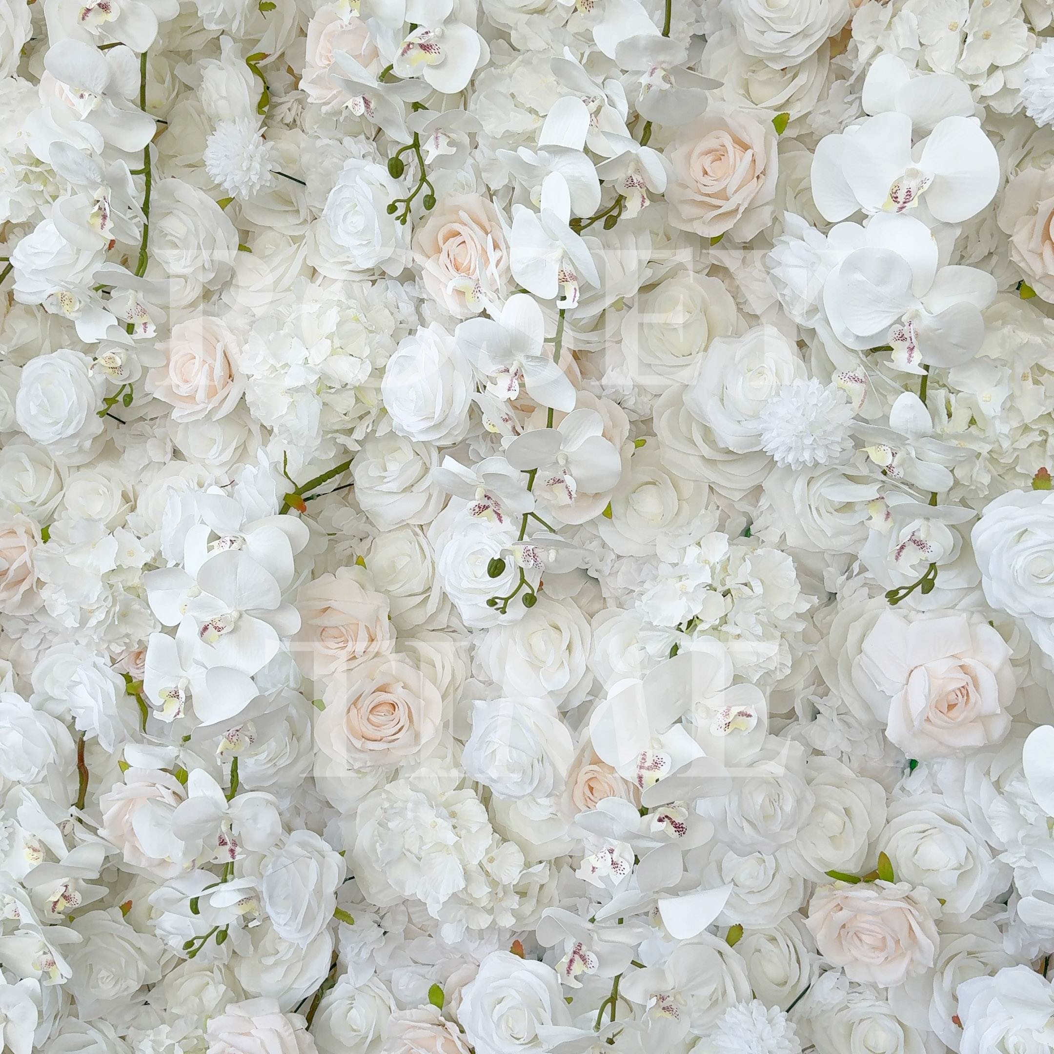 Roseytime 5D White Flower Wall Roll Up Fabric Back #RTW114