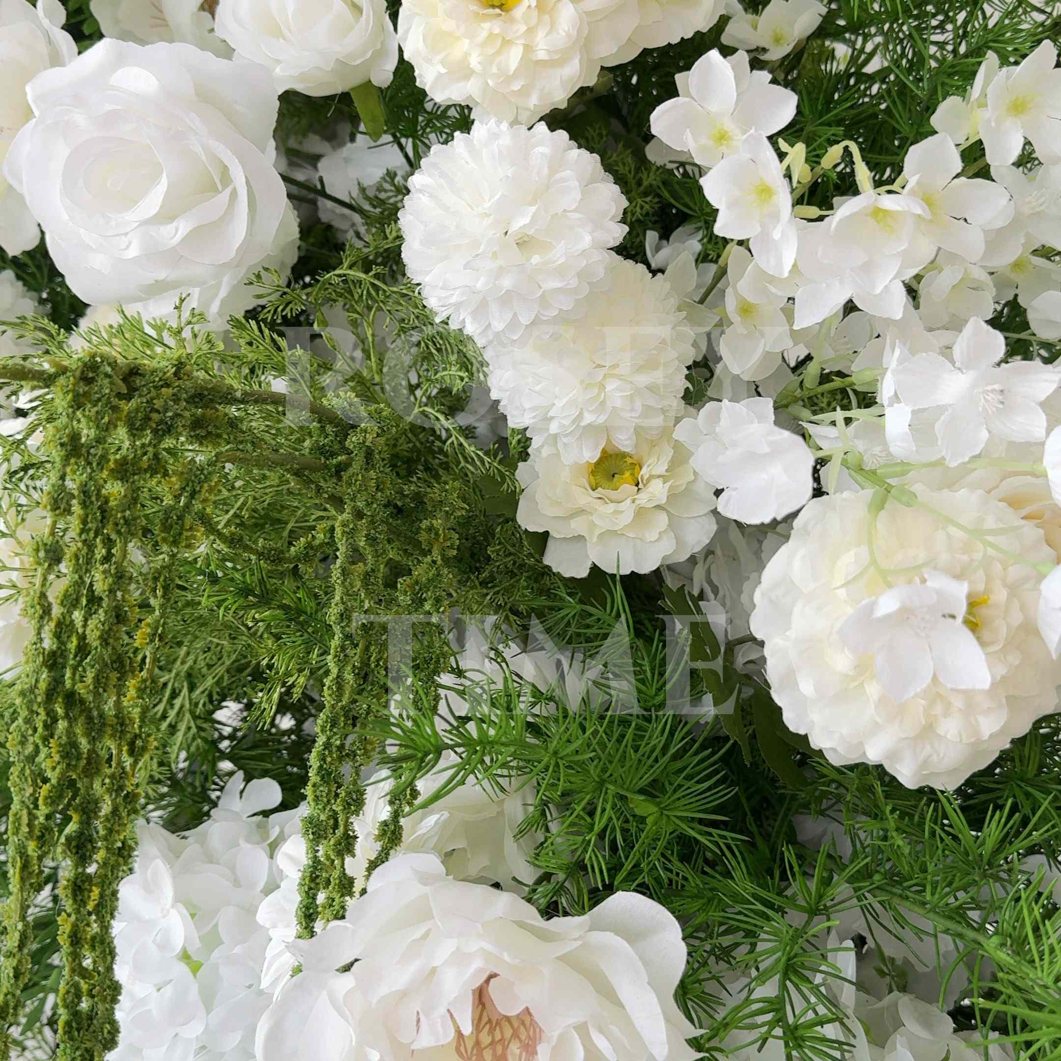 RoseyTime White&Green Flower Arch n-shape Round Arch #RTA146