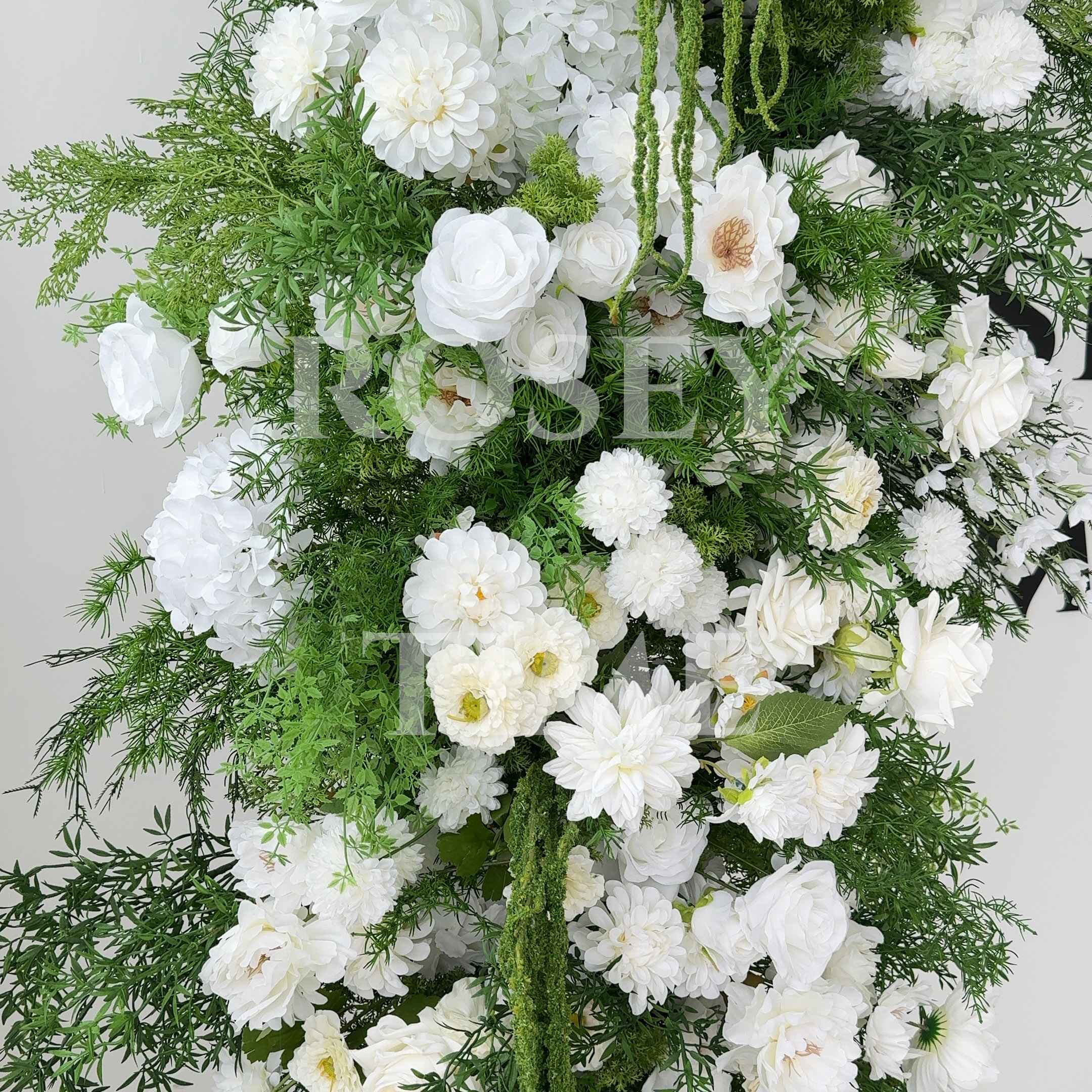 RoseyTime White&Green Flower Arch n-shape Round Arch #RTA146