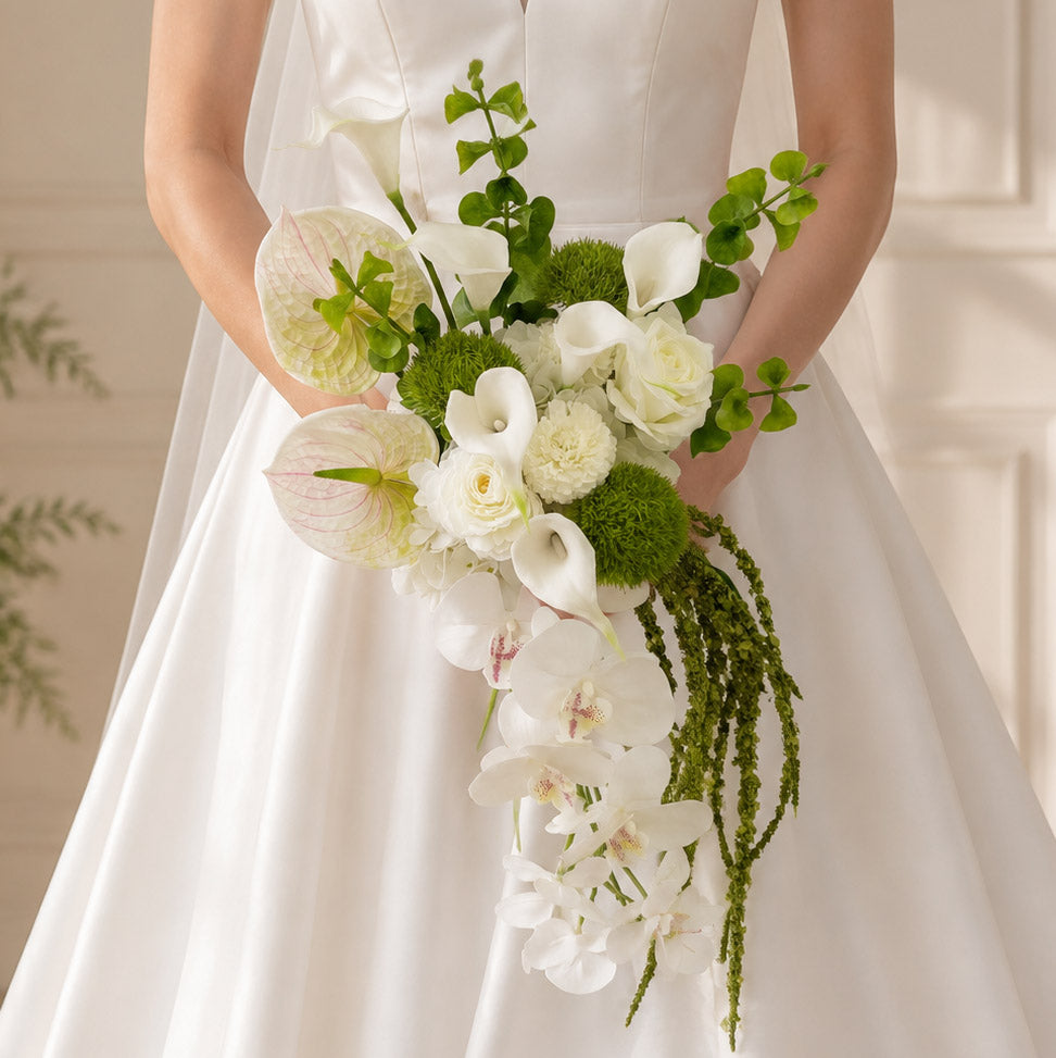 Roseytime White&Green Bride/Bridesmaid Bouquet Flowers #RTBQ052