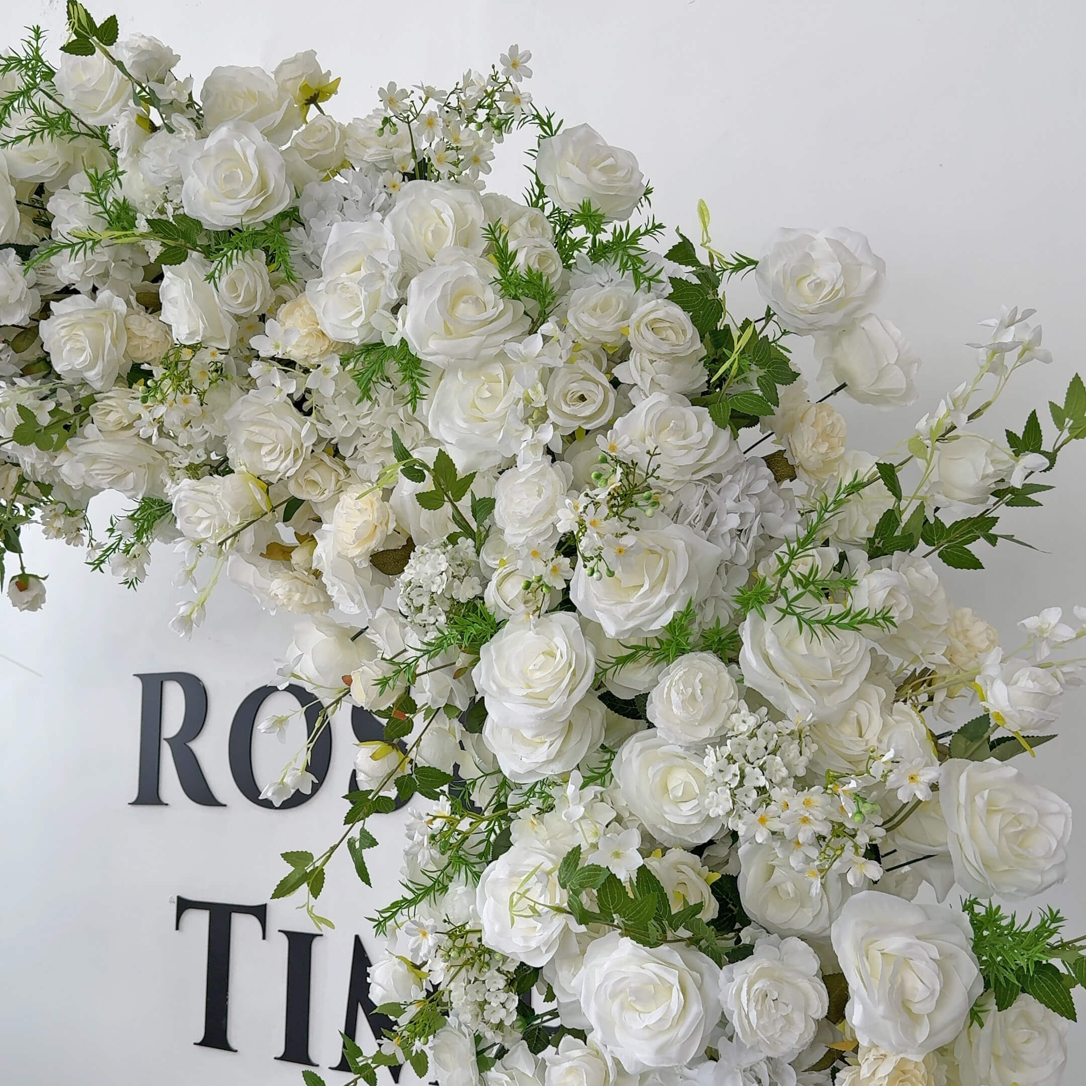 RoseyTime White Flower Round Arch With Frame #RTA079