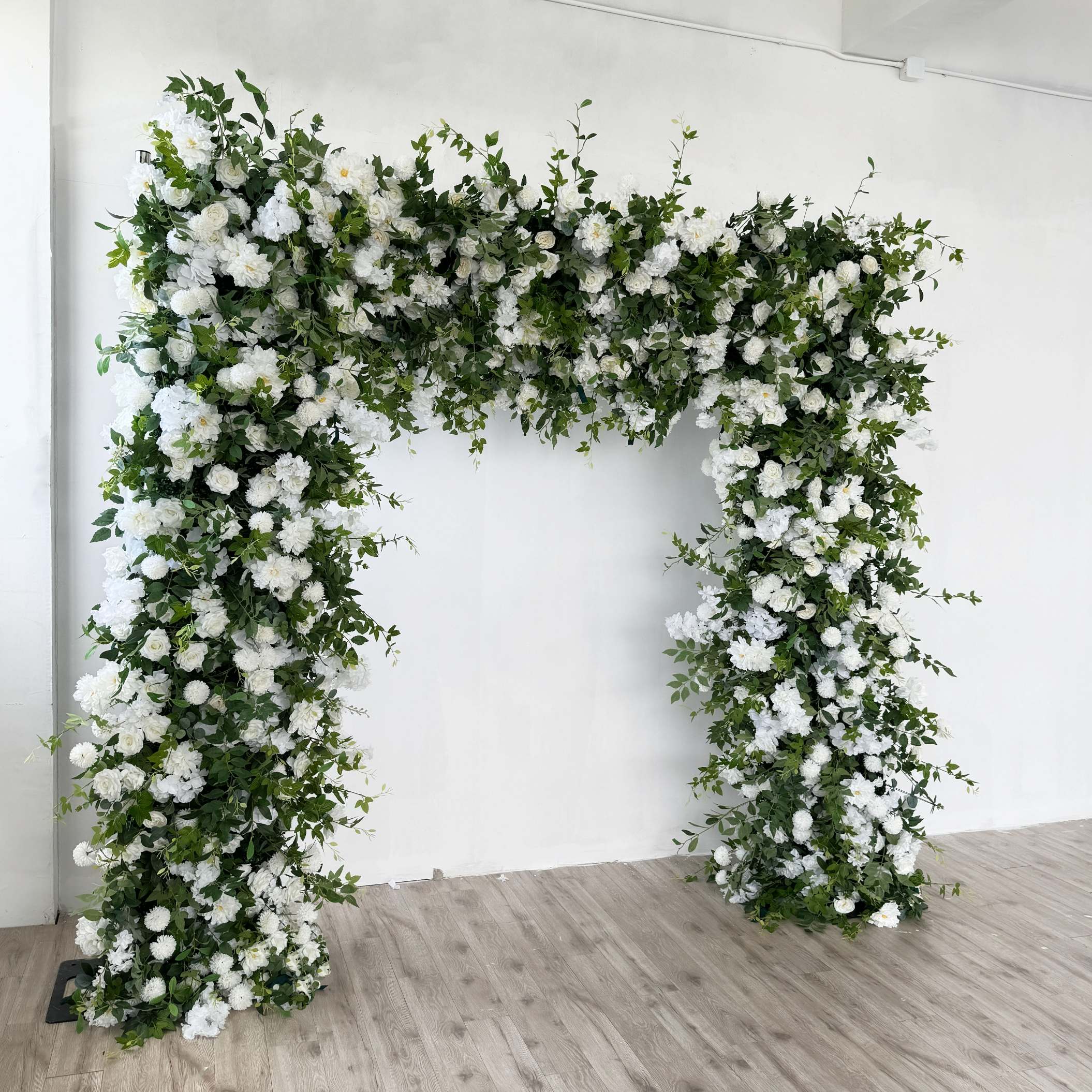 Roseytime White&Green Square Flower Arch Fabric Back#RTA059