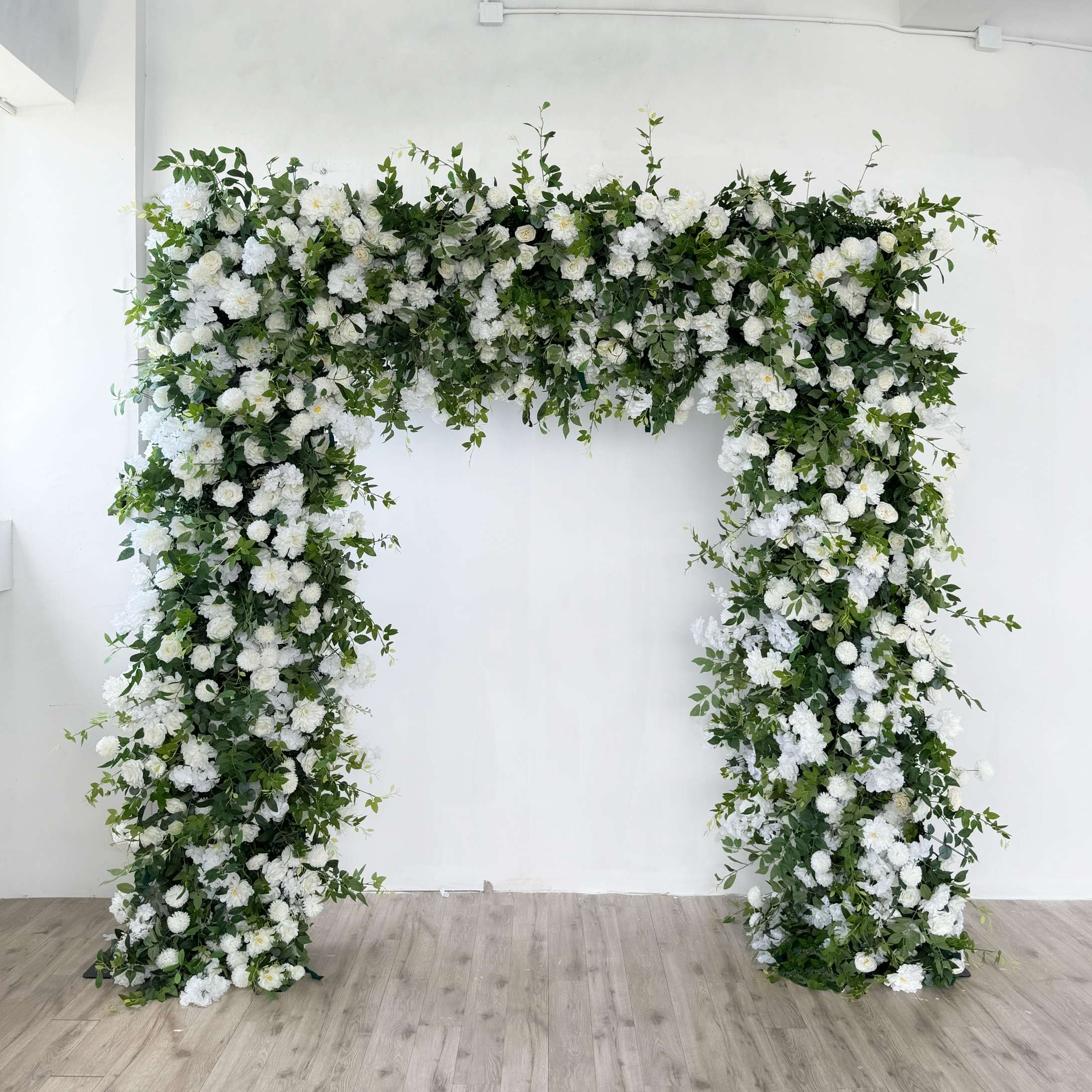 Roseytime White&Green Square Flower Arch Fabric Back#RTA059