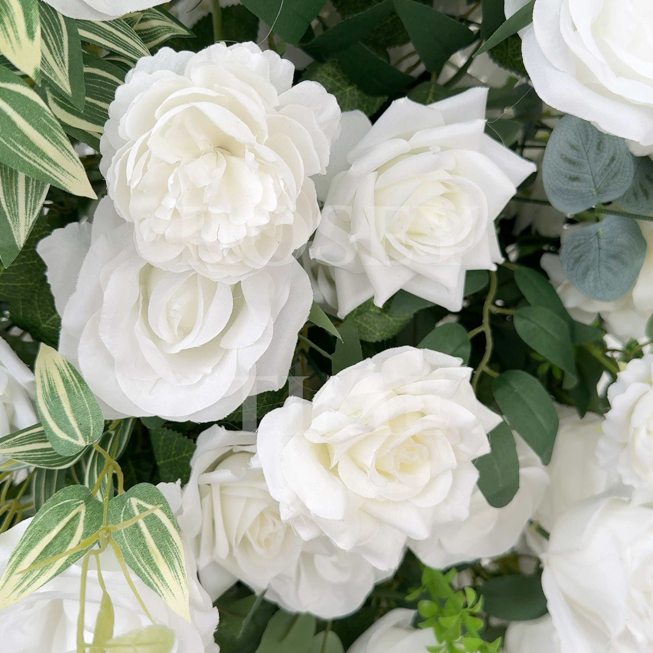 RoseyTime White&Green Flower Arch n-shape Round Arch #RTA110