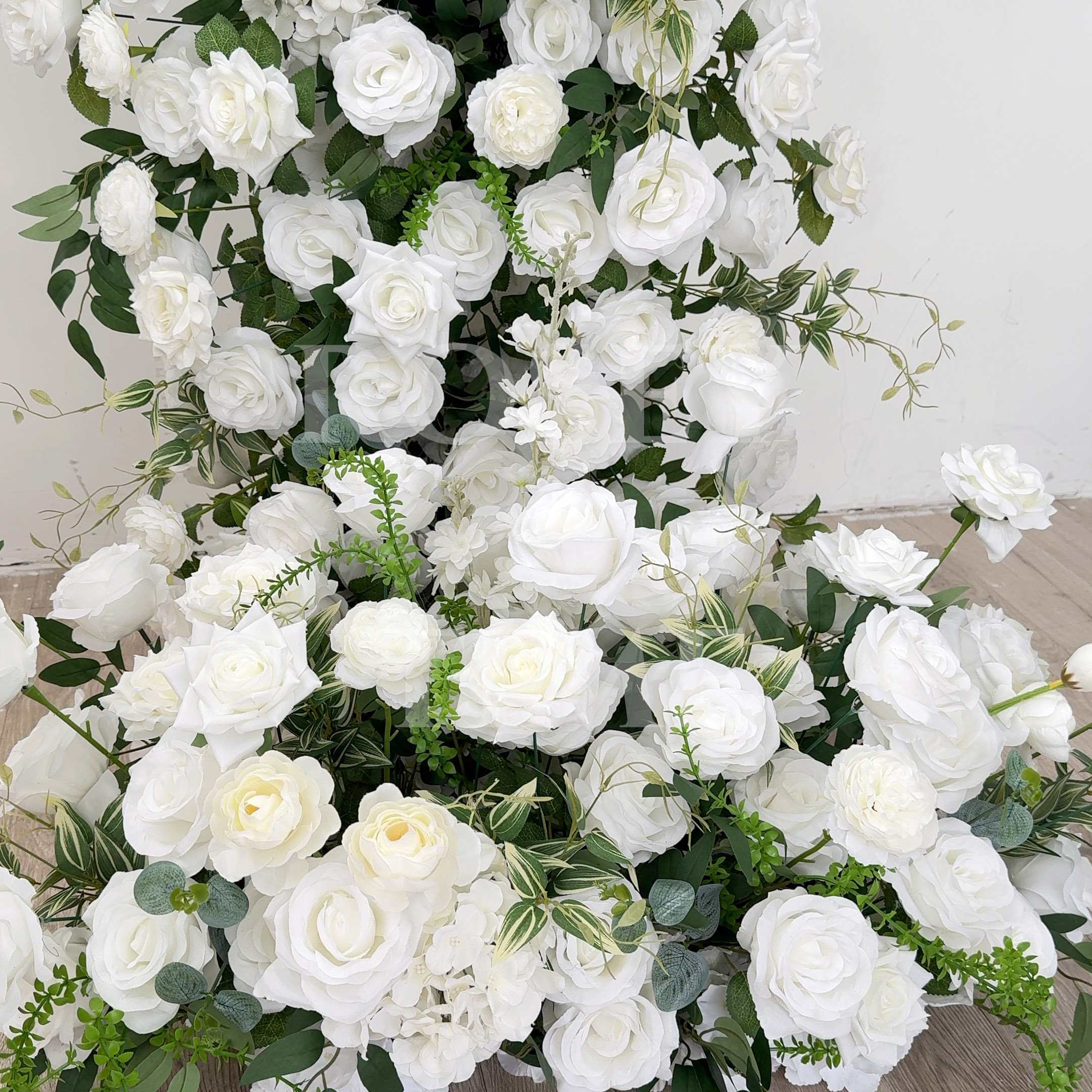 RoseyTime White&Green Flower Arch n-shape Round Arch #RTA110
