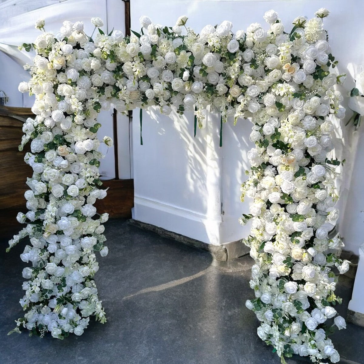 Roseytime Wedding Square Flower Arch 8x8ft White&Green Backdrop #RTA025
