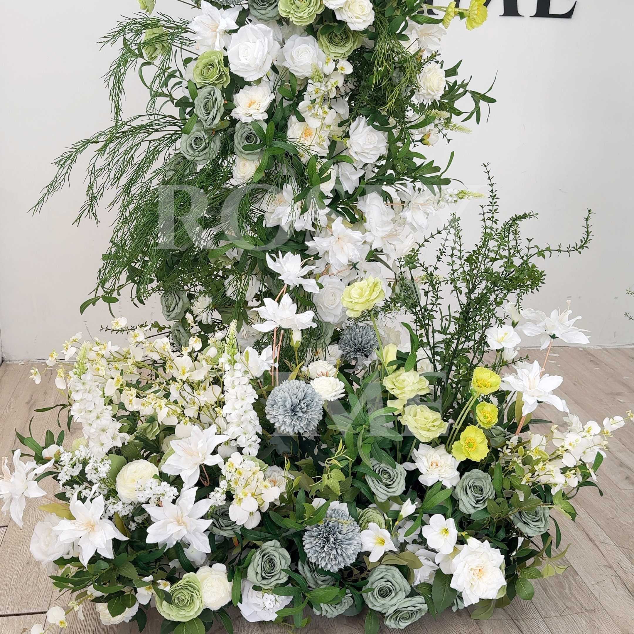 RoseyTime Green Flower Pillars Arch with Frame #RTP034