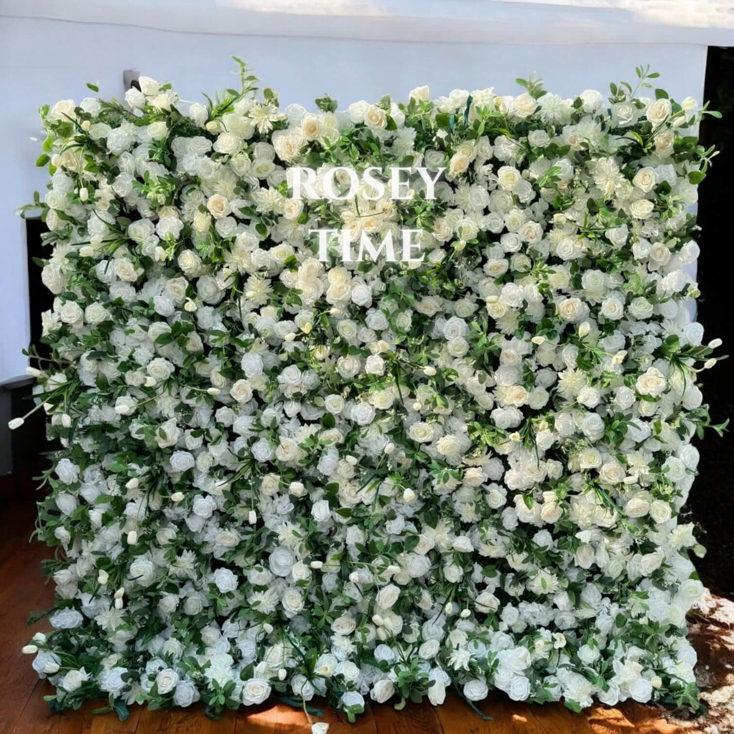 Roseytime 5D White&Green Flower Wall Roll Up Fabric Back #RTW075