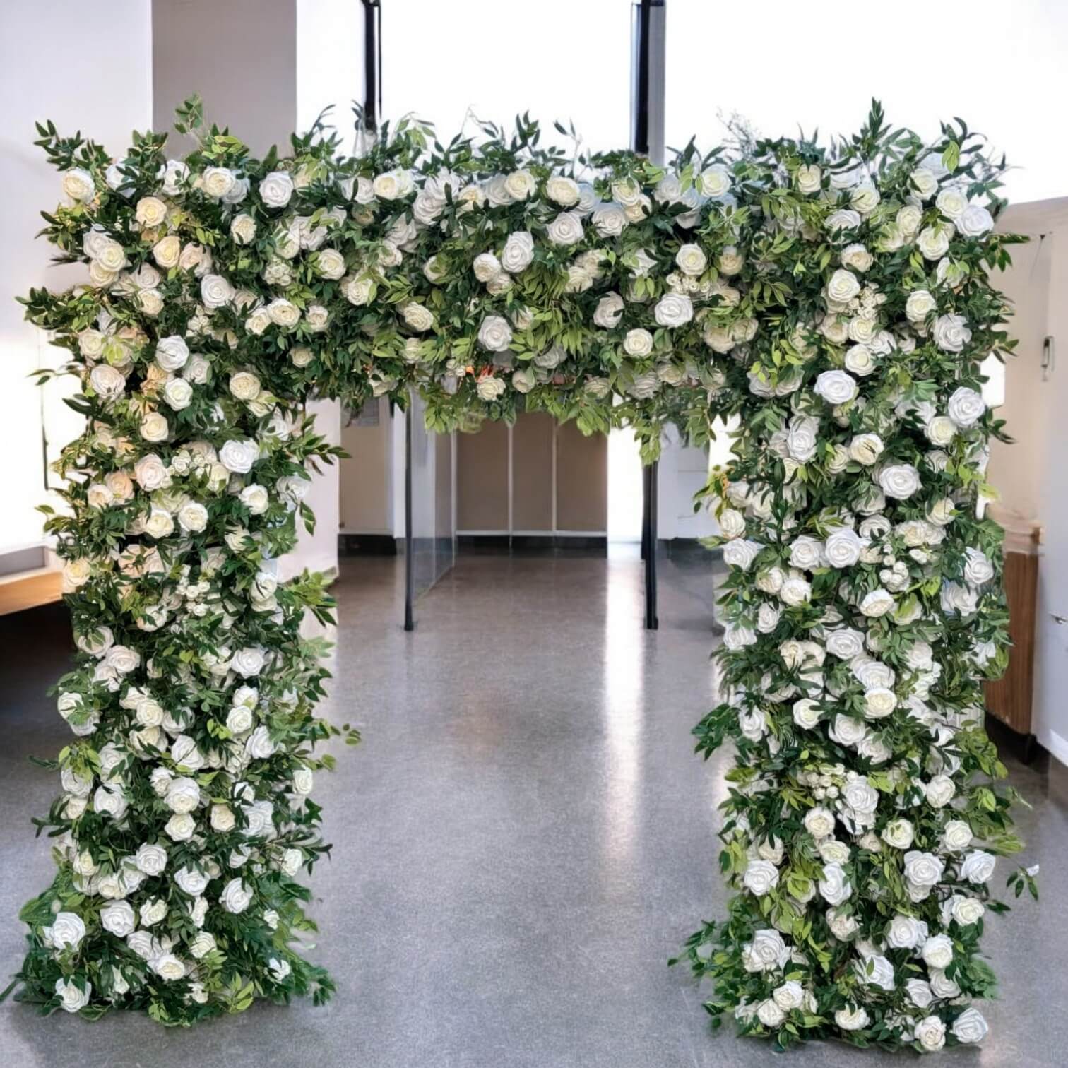 Roseytime Wedding Square Flower Arch 8x8ft White&Green Fabric Back Backdrop #RTA024