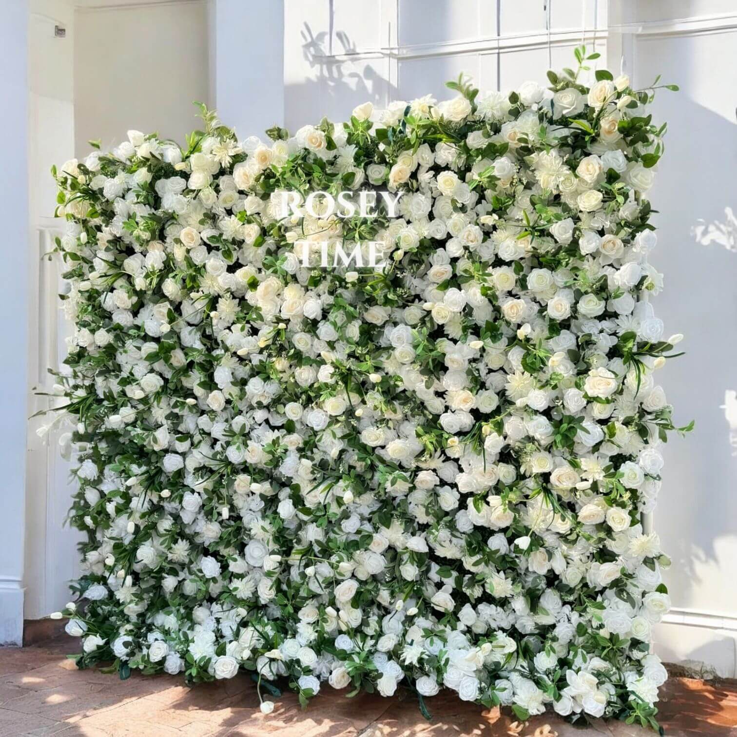 Roseytime 5D White&Green Flower Wall Roll Up Fabric Back #RTW075