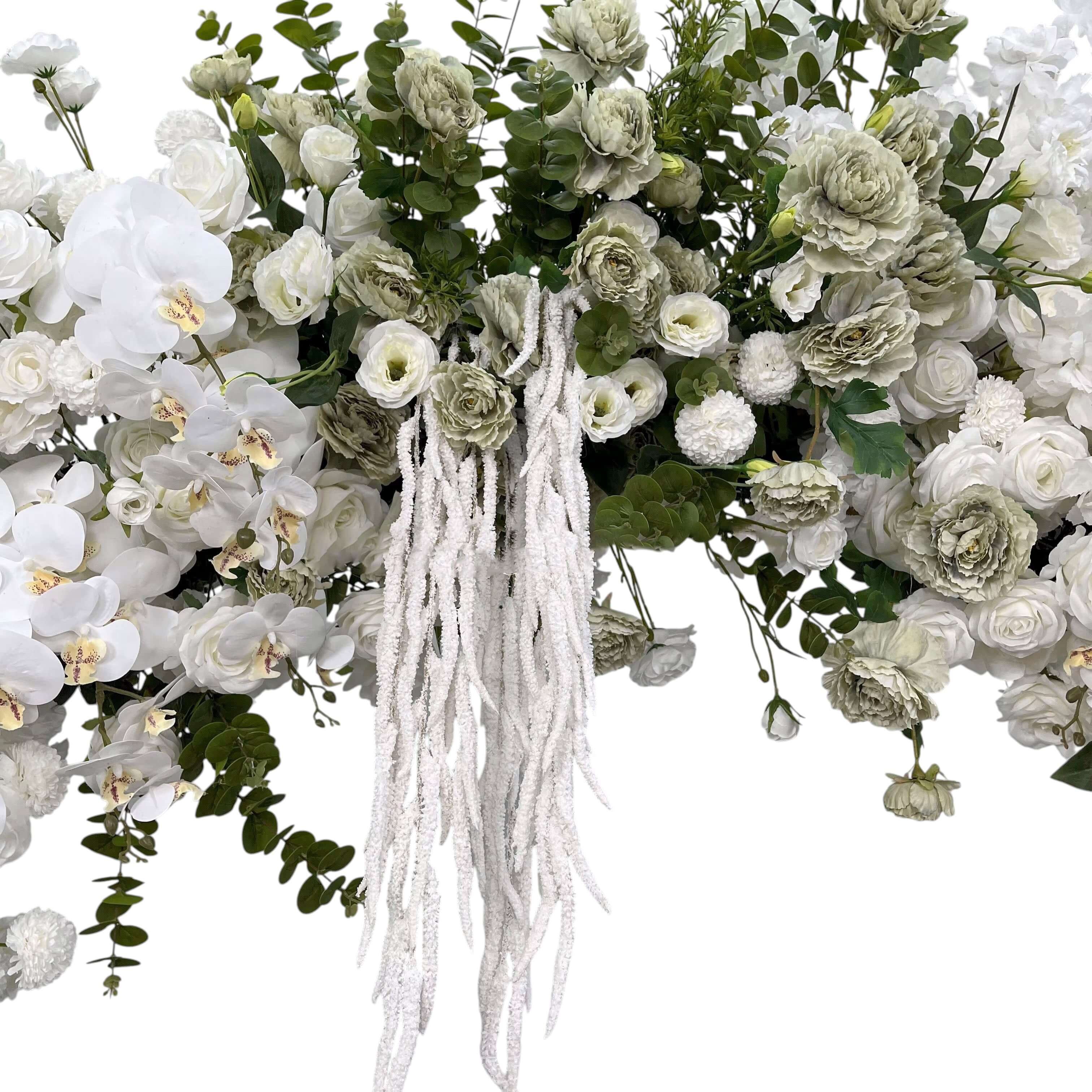RoseyTime White&Green Flower Arch n-shape Round Arch #RTA132