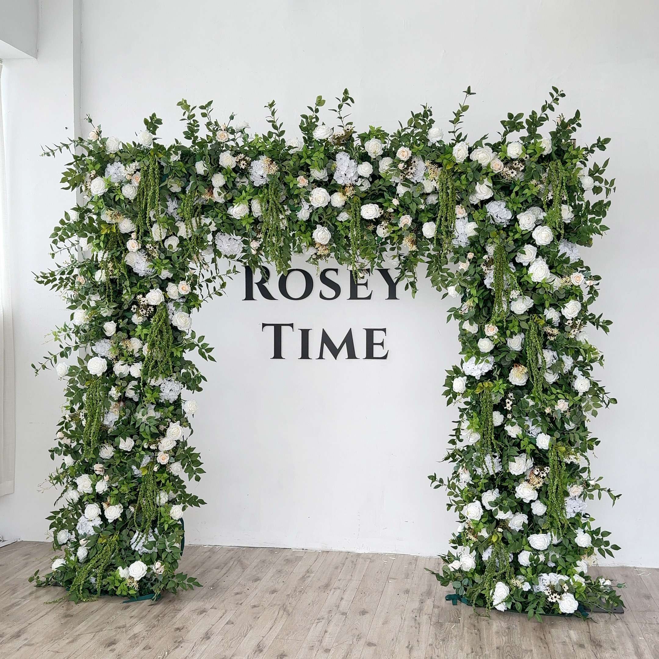 Roseytime Green&White Square Flower Arch Fabric Back#RTA090