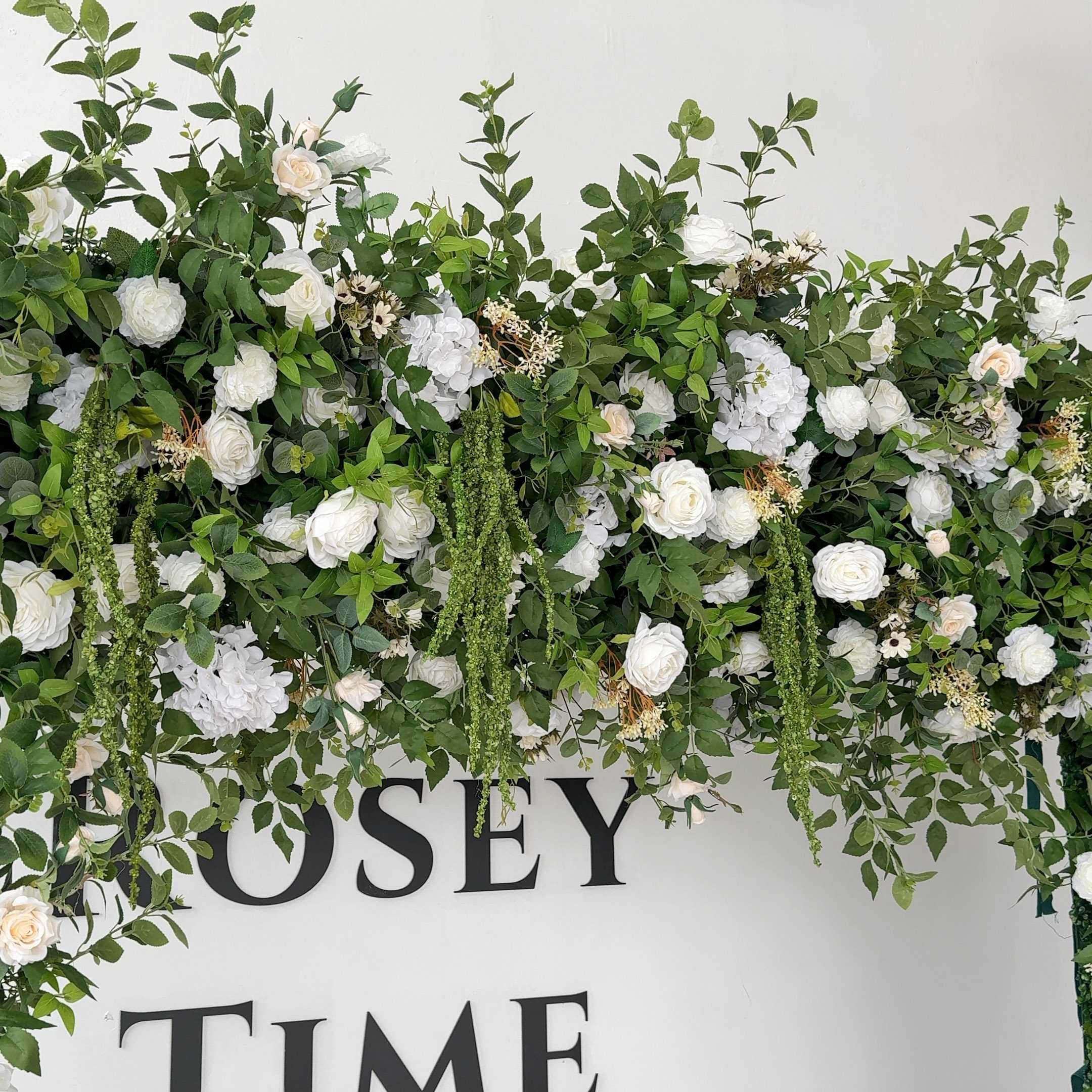 Roseytime Green&White Square Flower Arch Fabric Back#RTA090