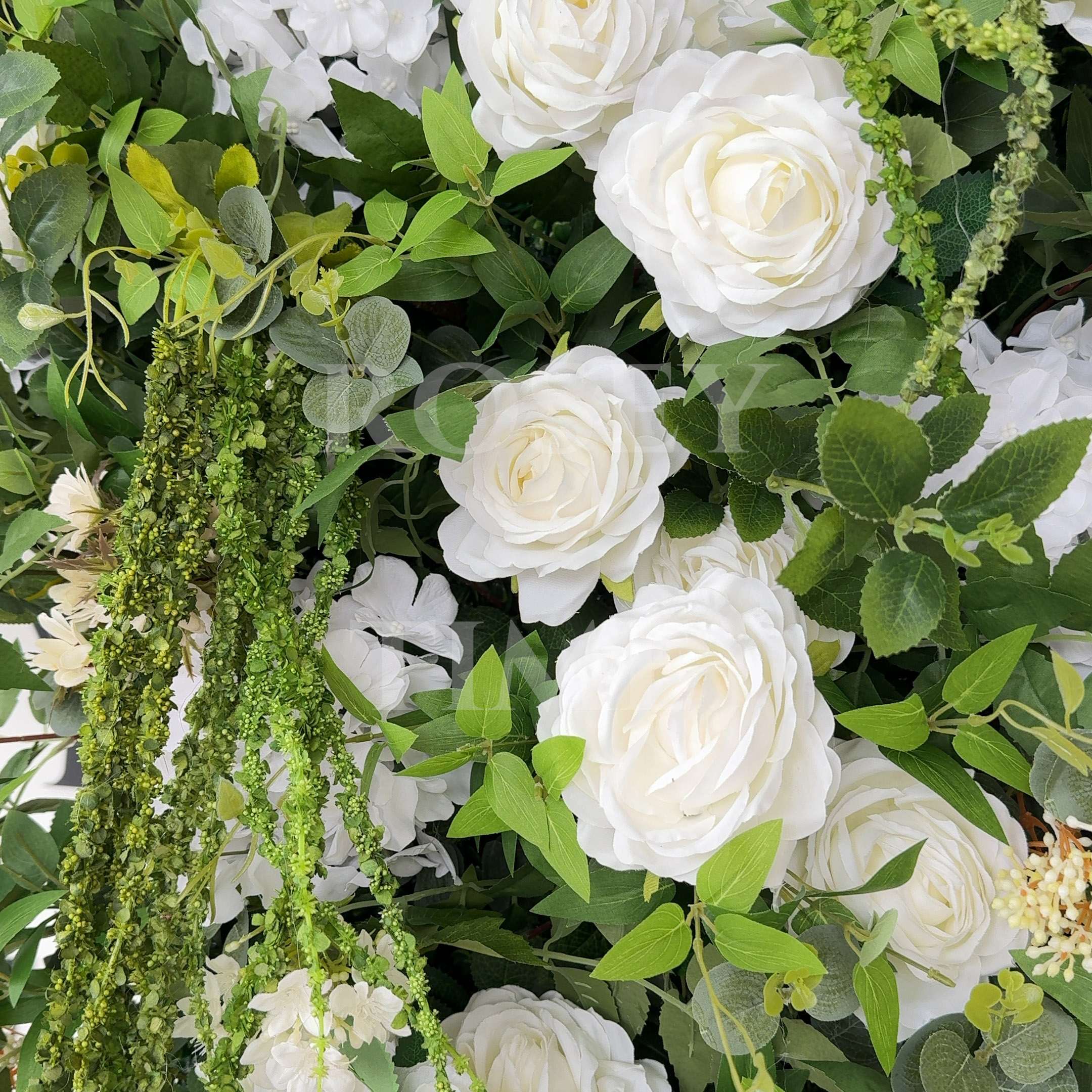 Roseytime Green&White Square Flower Arch Fabric Back#RTA090