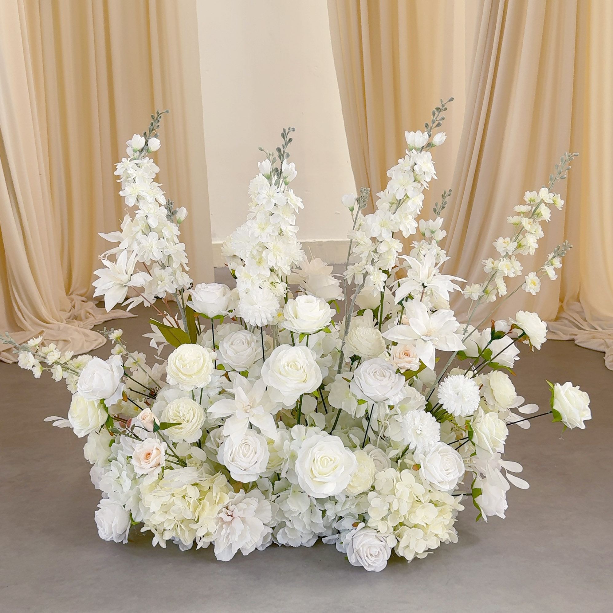 Roseytime Ivory White Flower Pillars Arch with Frame #RTP162