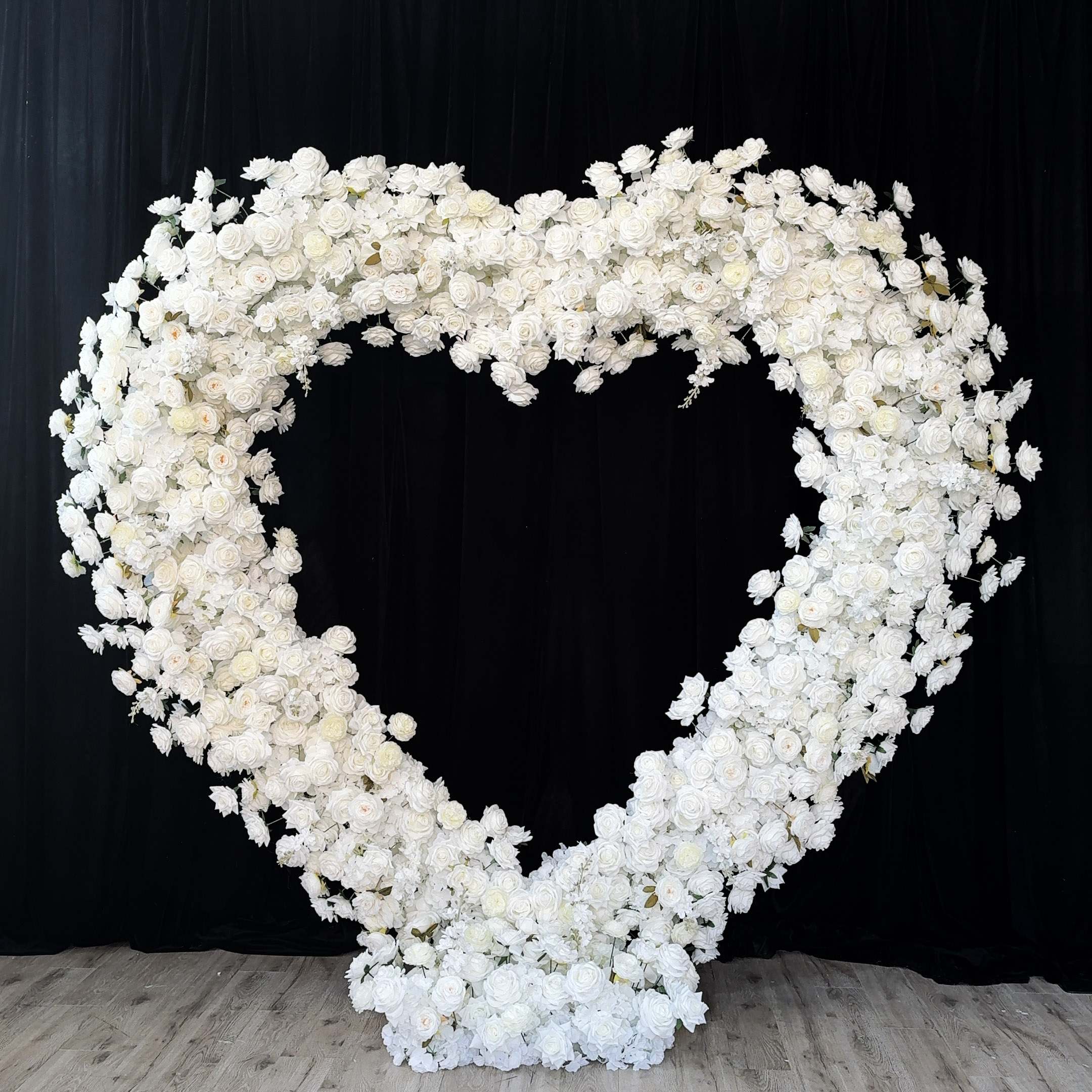 RoseyTime White Heart Artificial Flower Arches Set With Frame Wedding Backdrop Decor