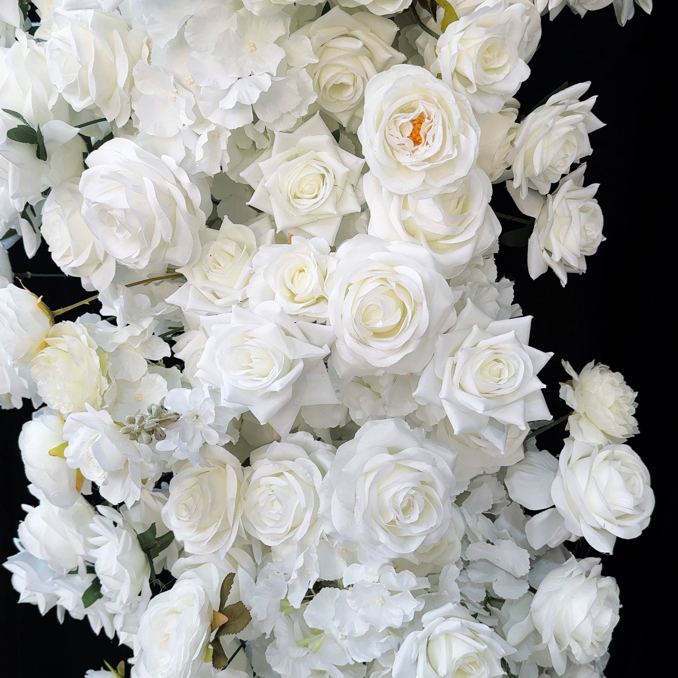 RoseyTime White Heart Artificial Flower Arches Set With Frame Wedding Backdrop Decor