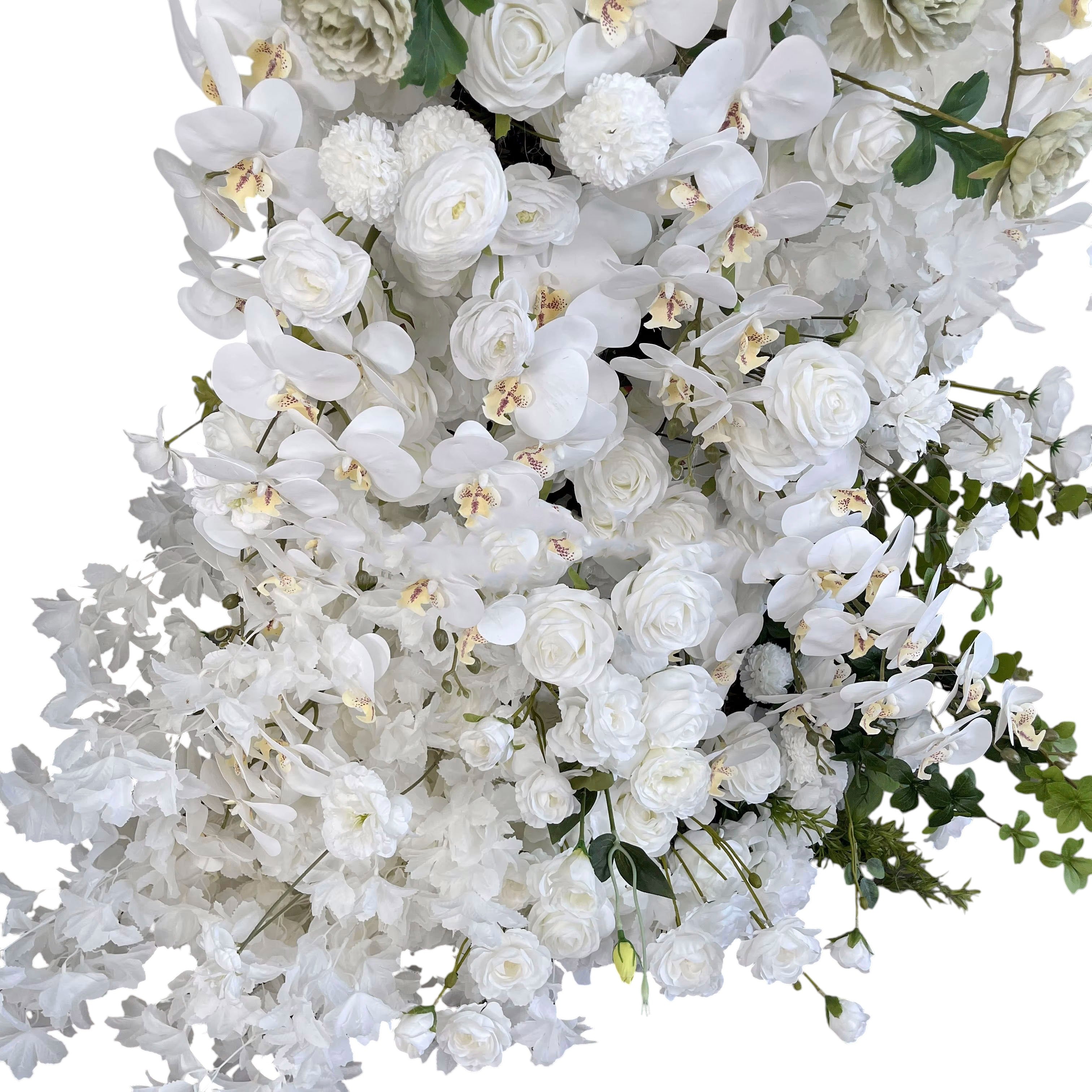 RoseyTime White&Green Flower Arch n-shape Round Arch #RTA132