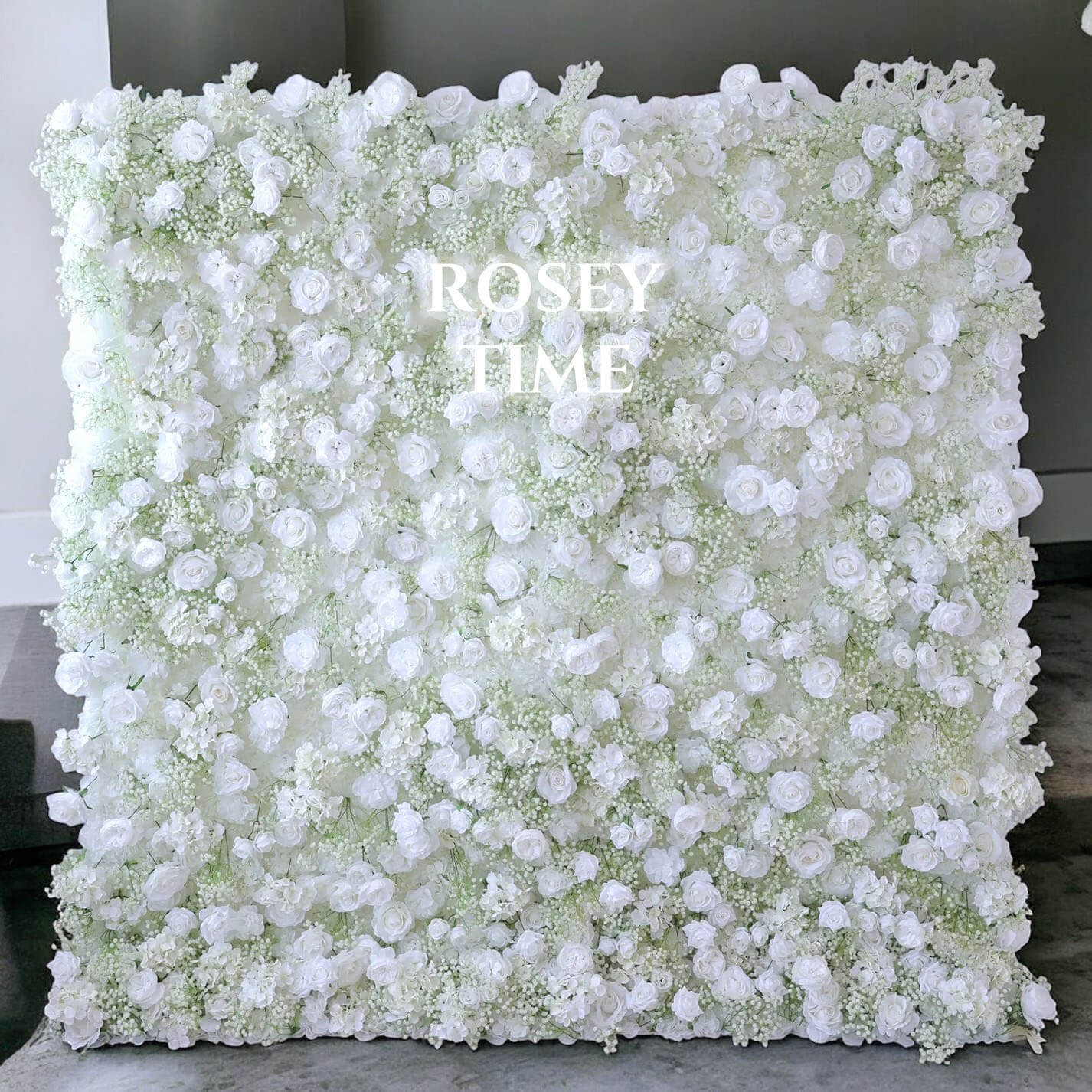 š„BF-SALE: 5D White Baby's Breath Flower Wall Roll Up Fabric Back #RTW225