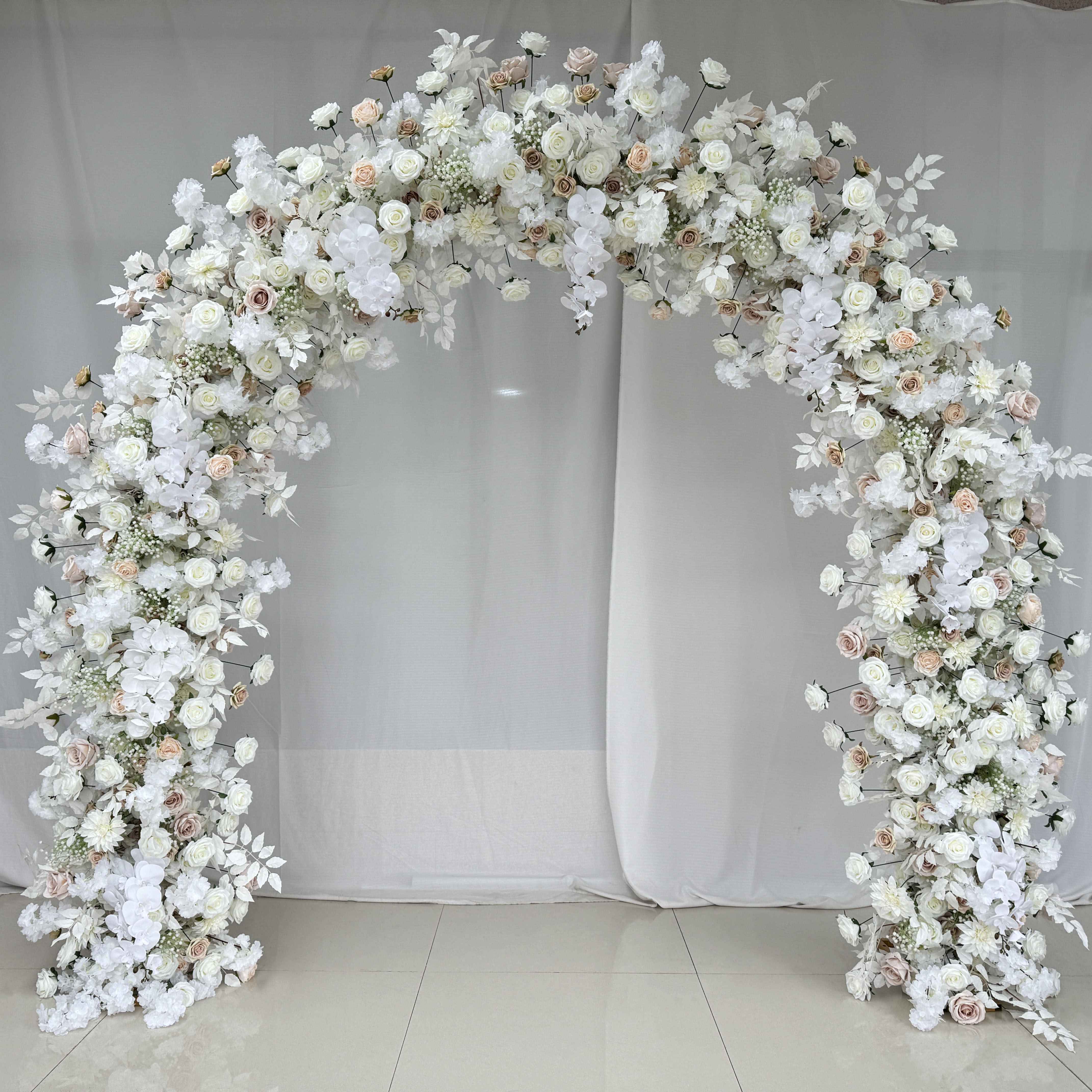 Roseytime White Flower Round Arch With Frame #RTA053