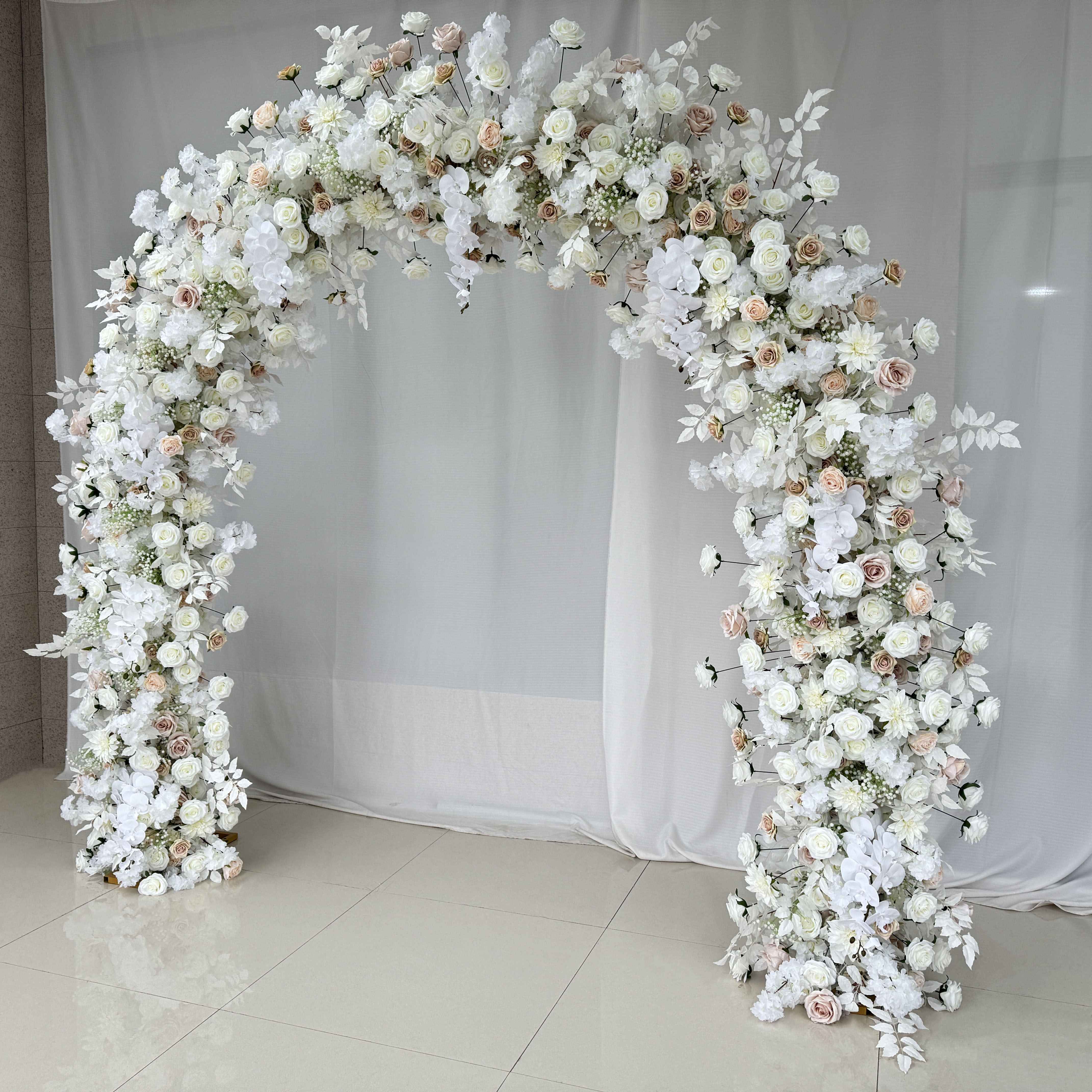 Roseytime White Flower Round Arch With Frame #RTA053