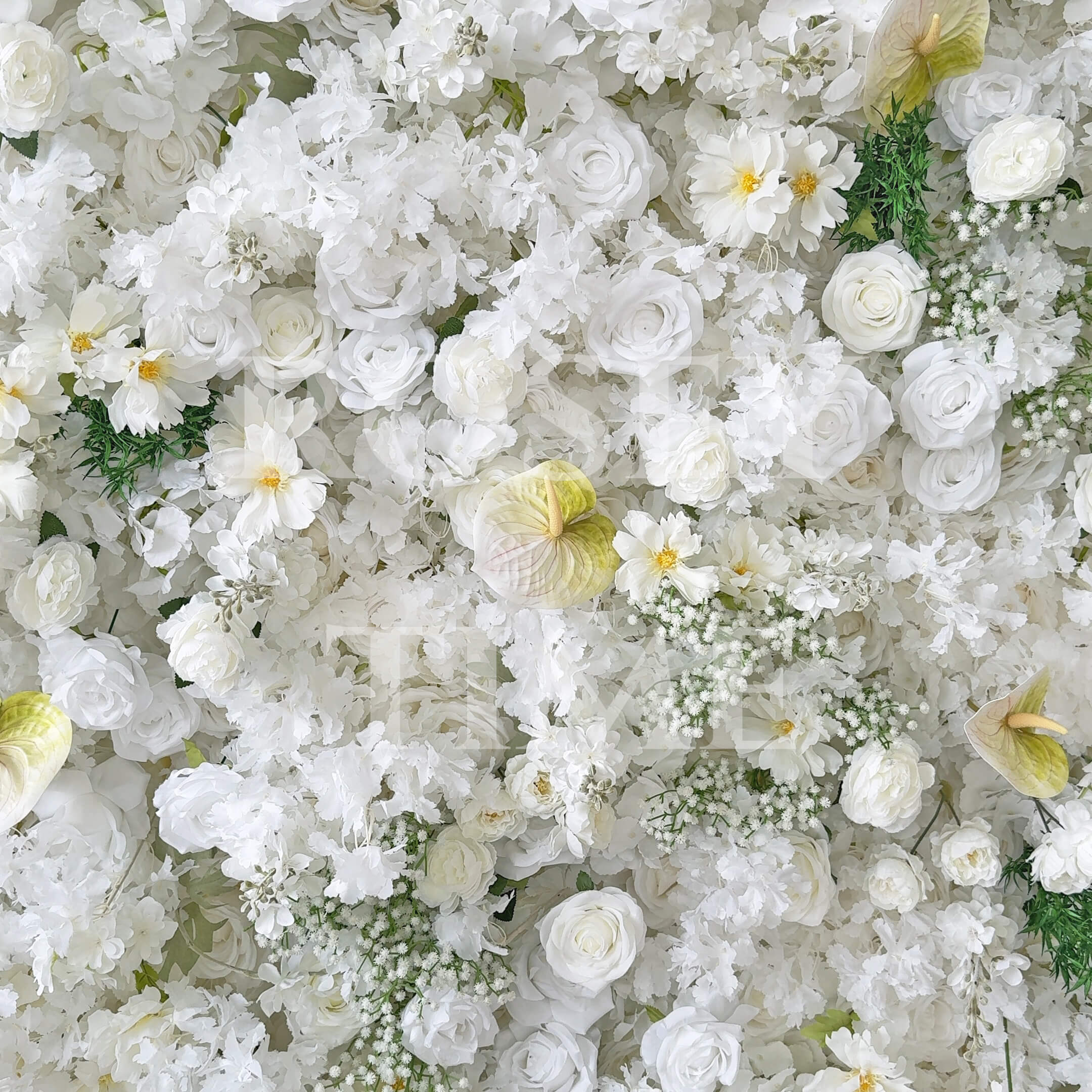 Roseytime 5D White Flower Wall Roll Up Fabric Back #RTW317