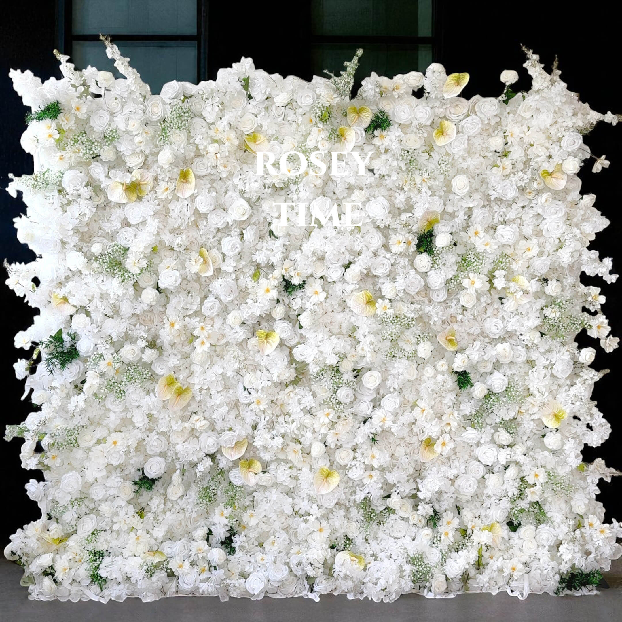 B1-Sale: 5D White Flower Wall Roll Up Fabric Back #RTW317