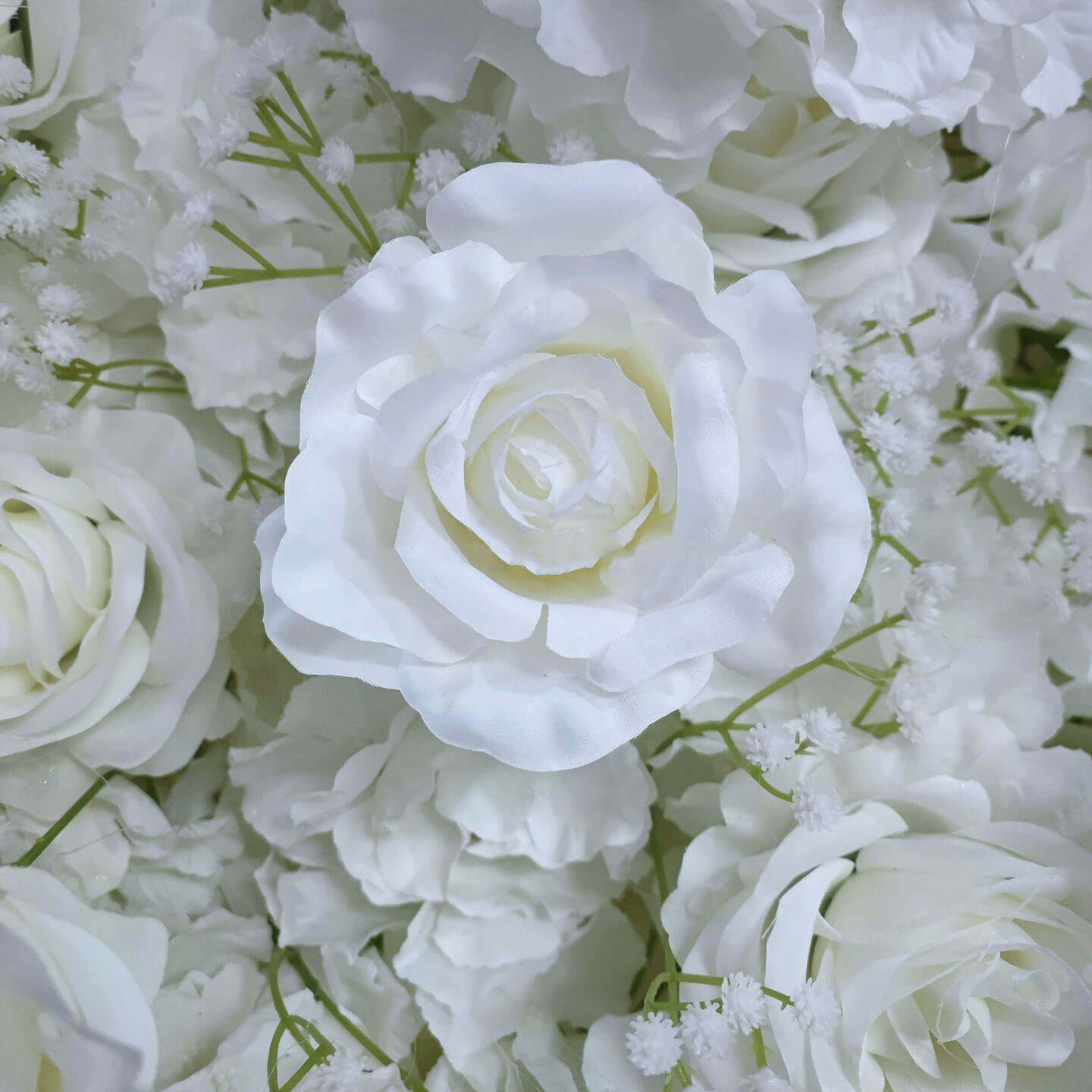 💥BF-Sale: 3D White Baby's Breath Flower Wall Roll Up Fabrci Back #RTW157