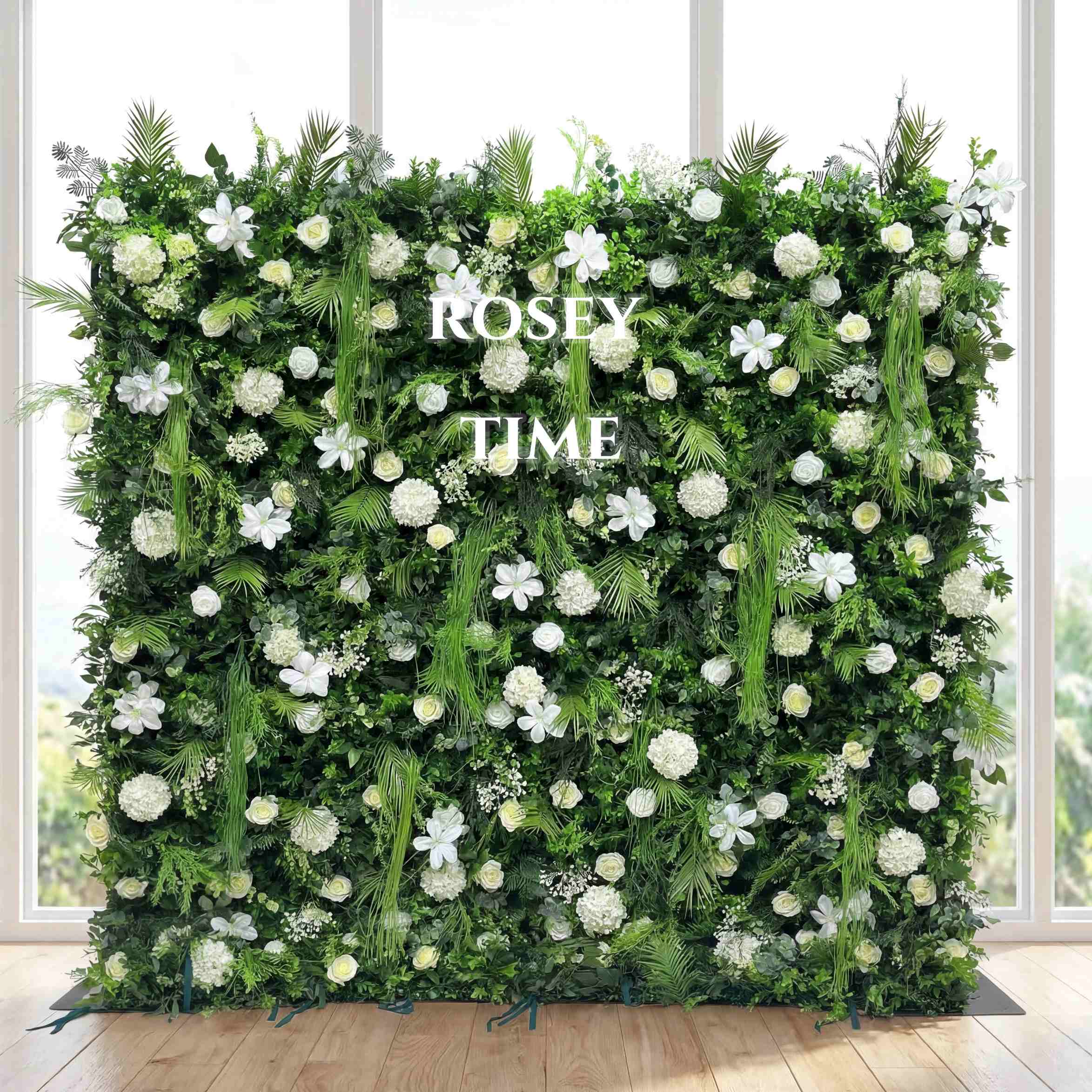 Roseytime 5D Evergreen Grace Flower Wall Roll Up Fabric Back #RTW387