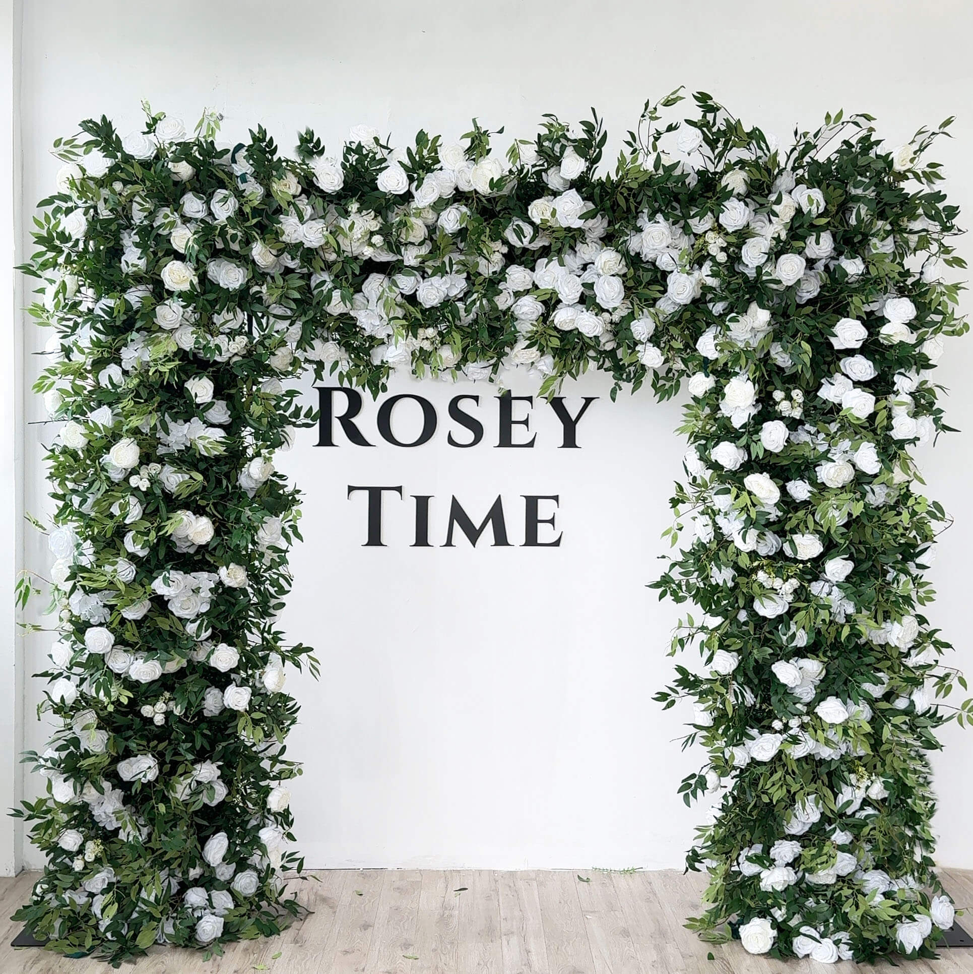 Roseytime Wedding Square Flower Arch 8x8ft White&Green Fabric Back Backdrop #RTA024