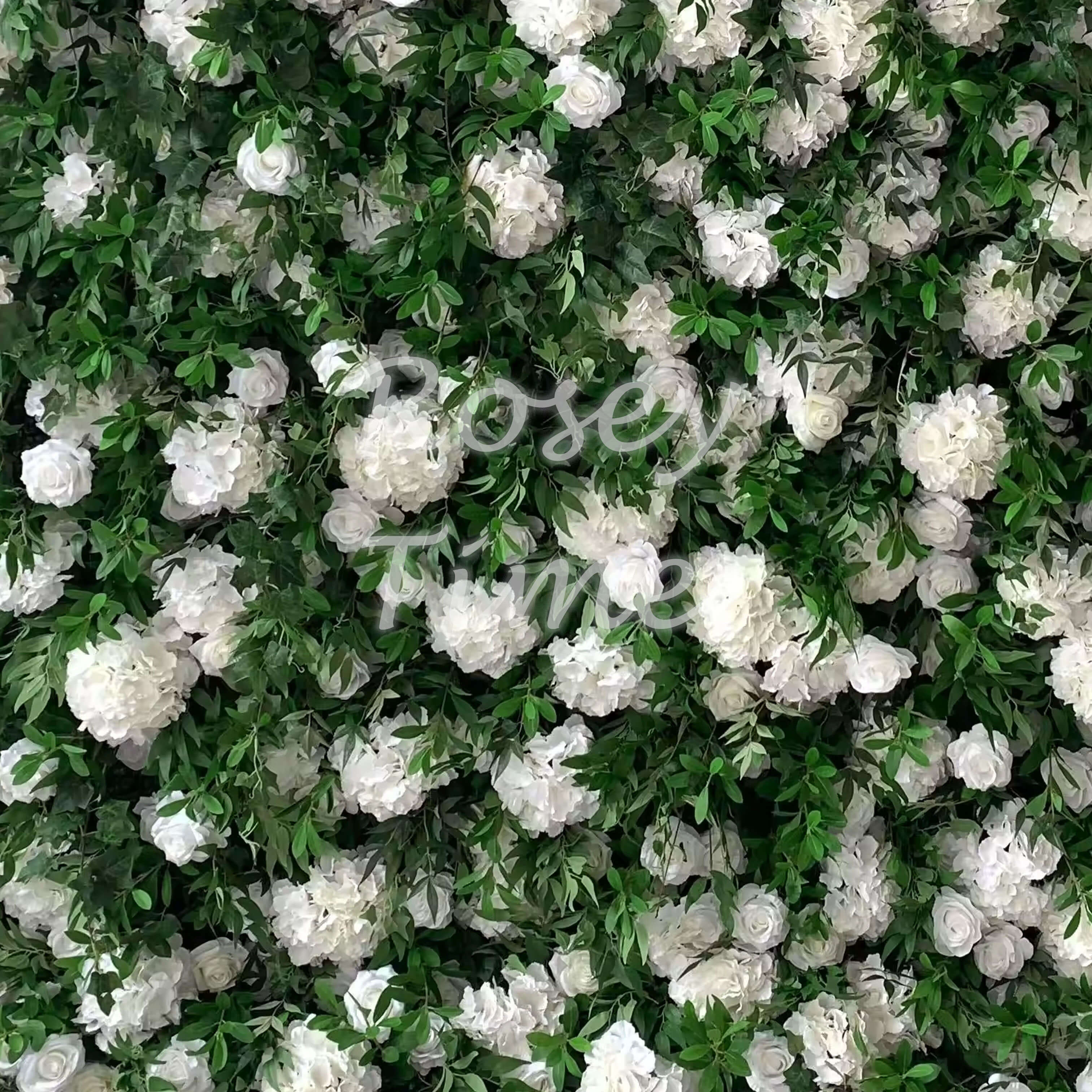 💥BF-Sale: White&Green Flower Wall Roll Up Fabric Back #RTW197