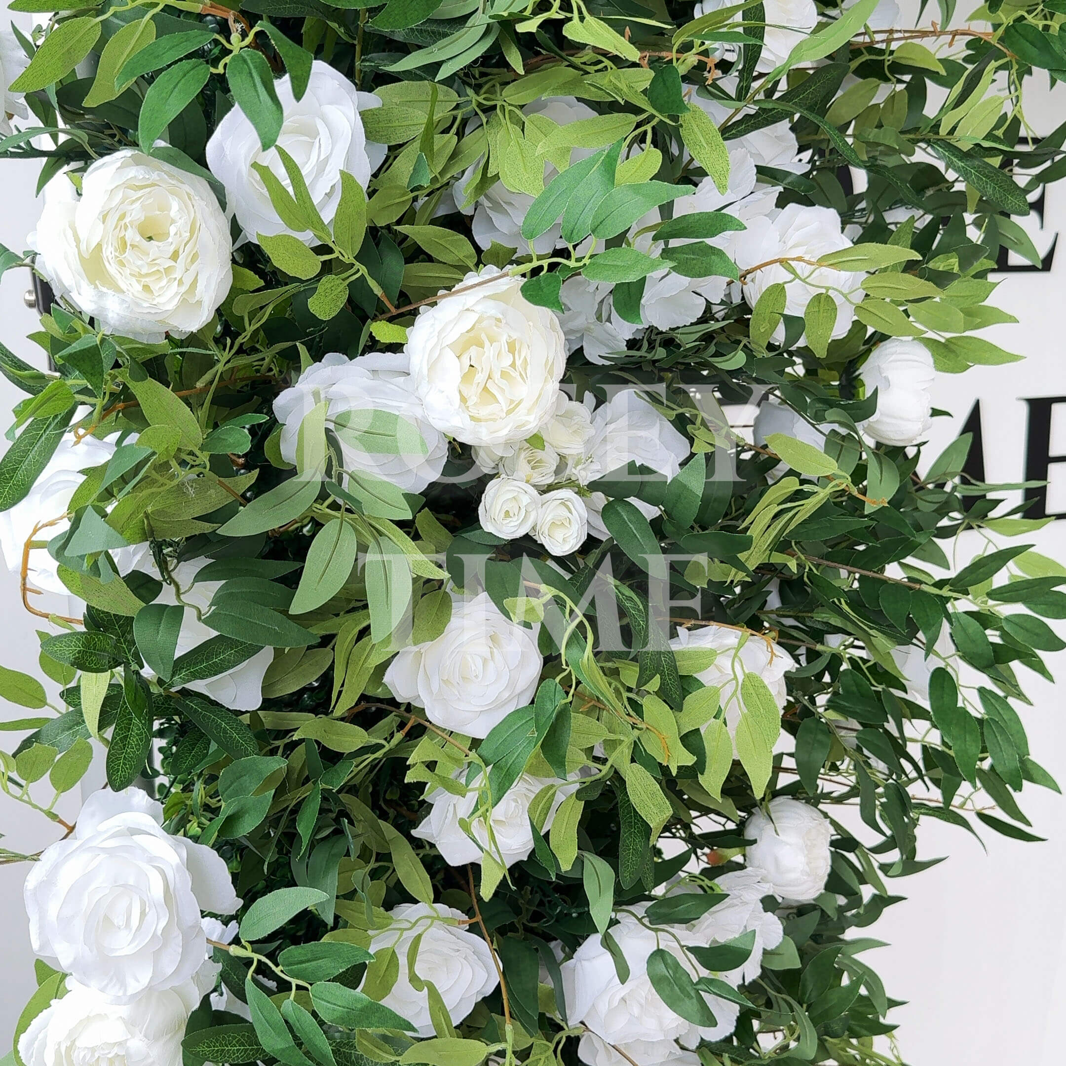 Roseytime Wedding Square Flower Arch 8x8ft White&Green Fabric Back Backdrop #RTA024