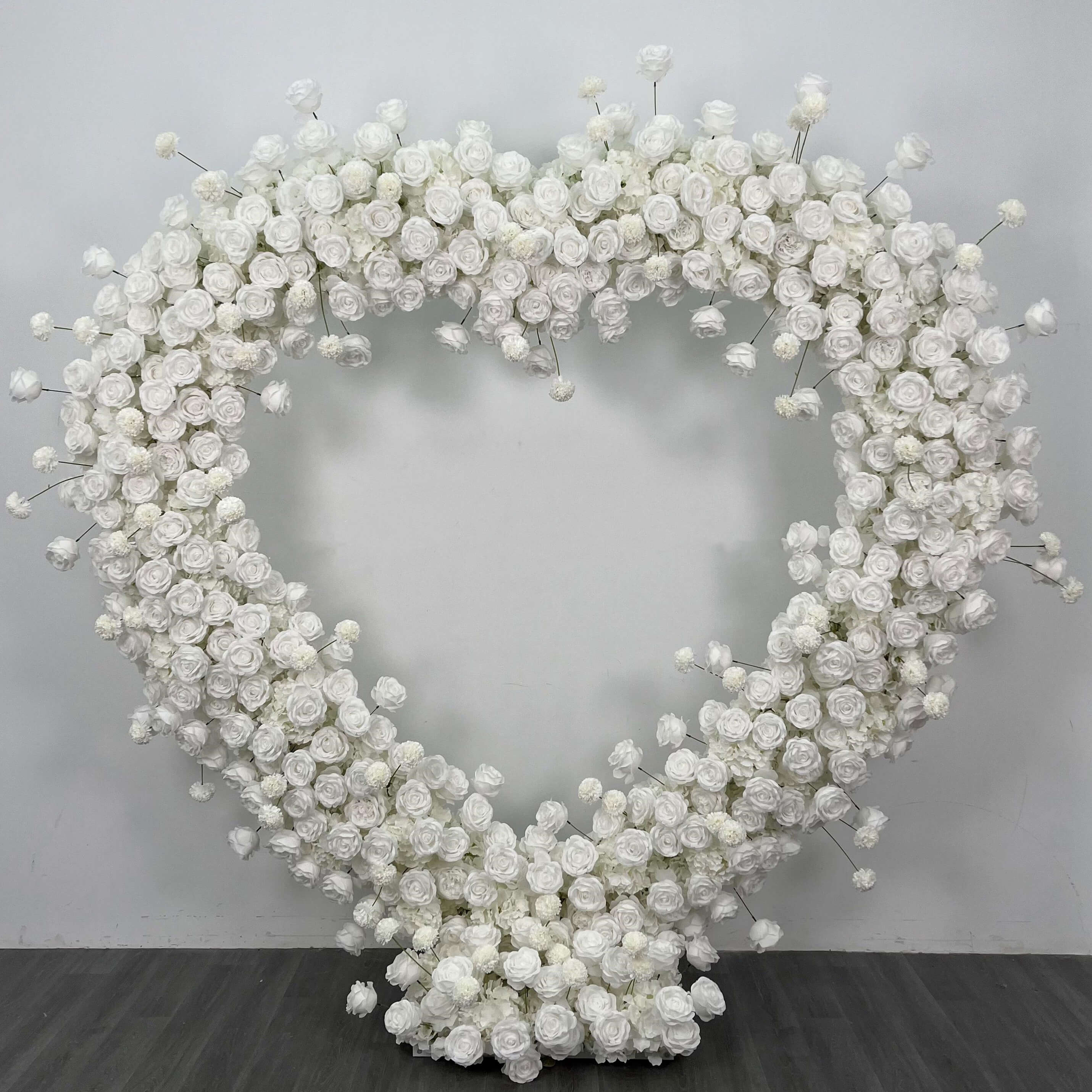 RoseyTime White Rose Heart Flower Arches Set With Frame