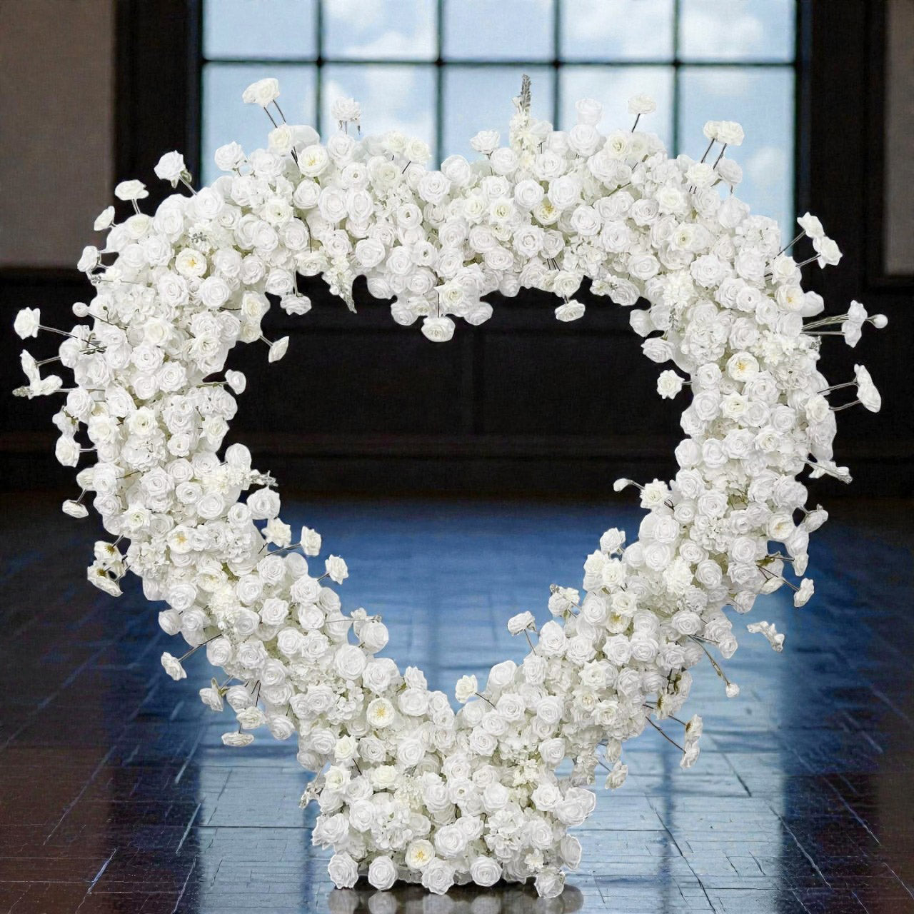 RoseyTime White Heart Flower Arch With Frame Foam Back #RTA395