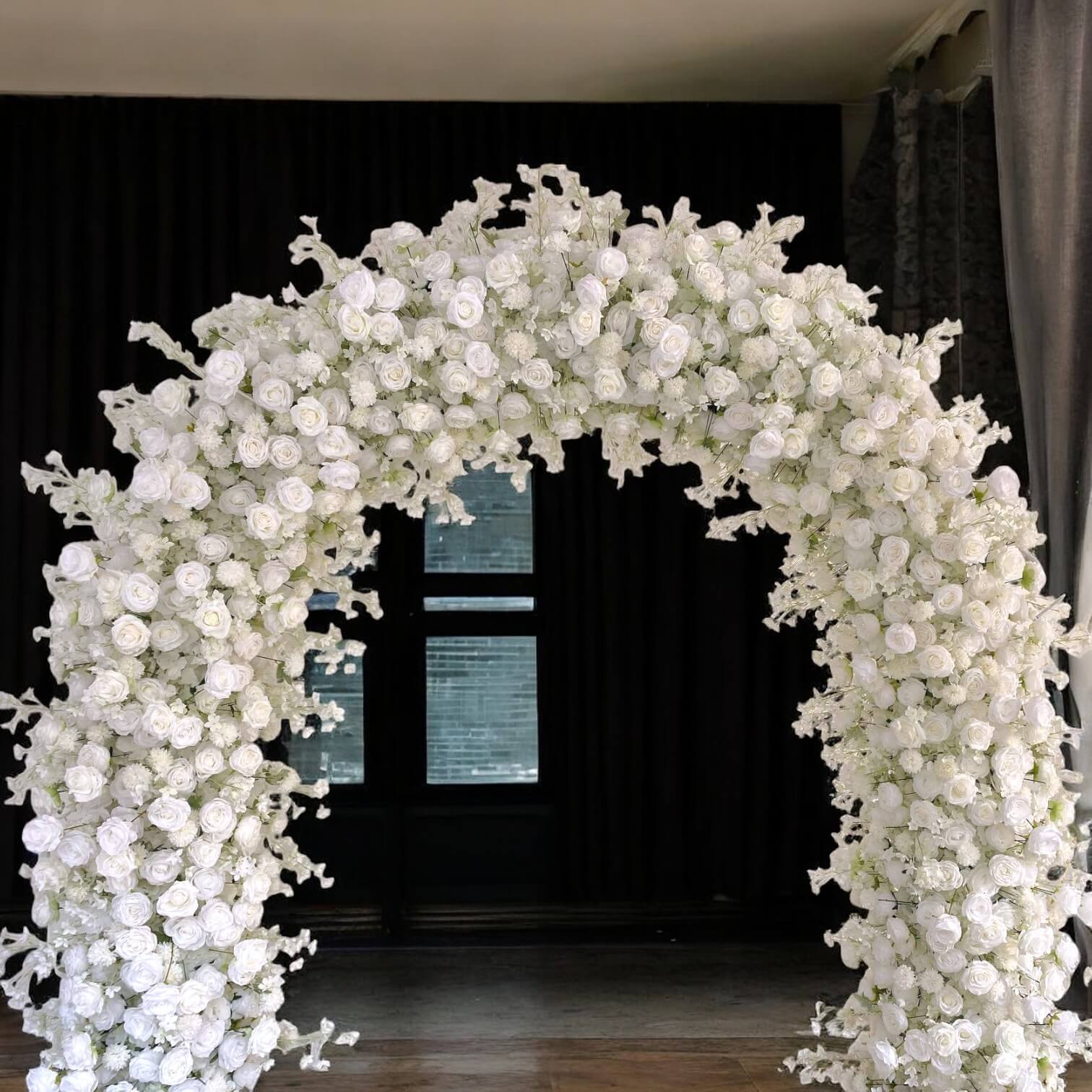 💥BF-Sale: White Wedding Flower Round Arch #RTA102