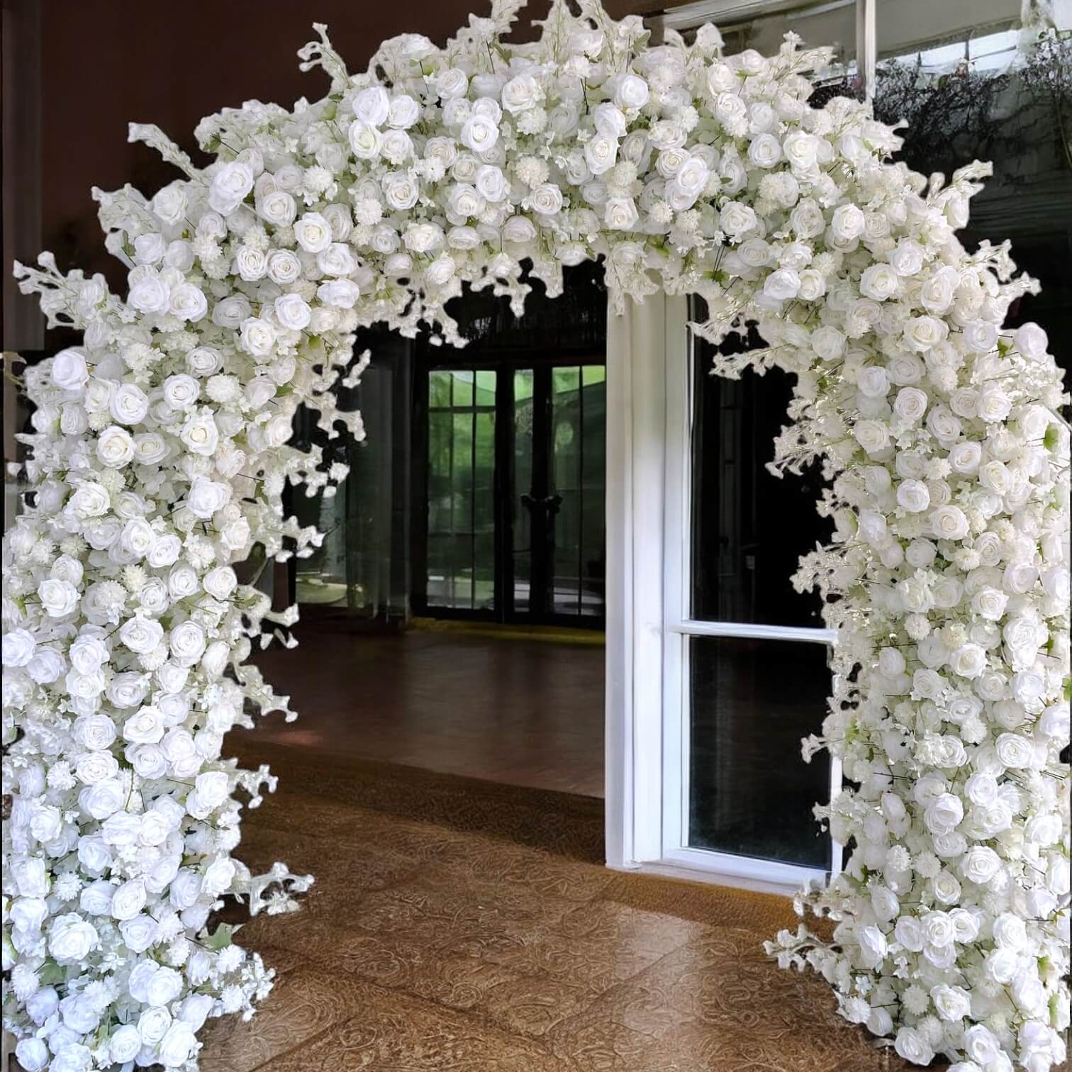 💥BF-Sale: White Wedding Flower Round Arch #RTA102