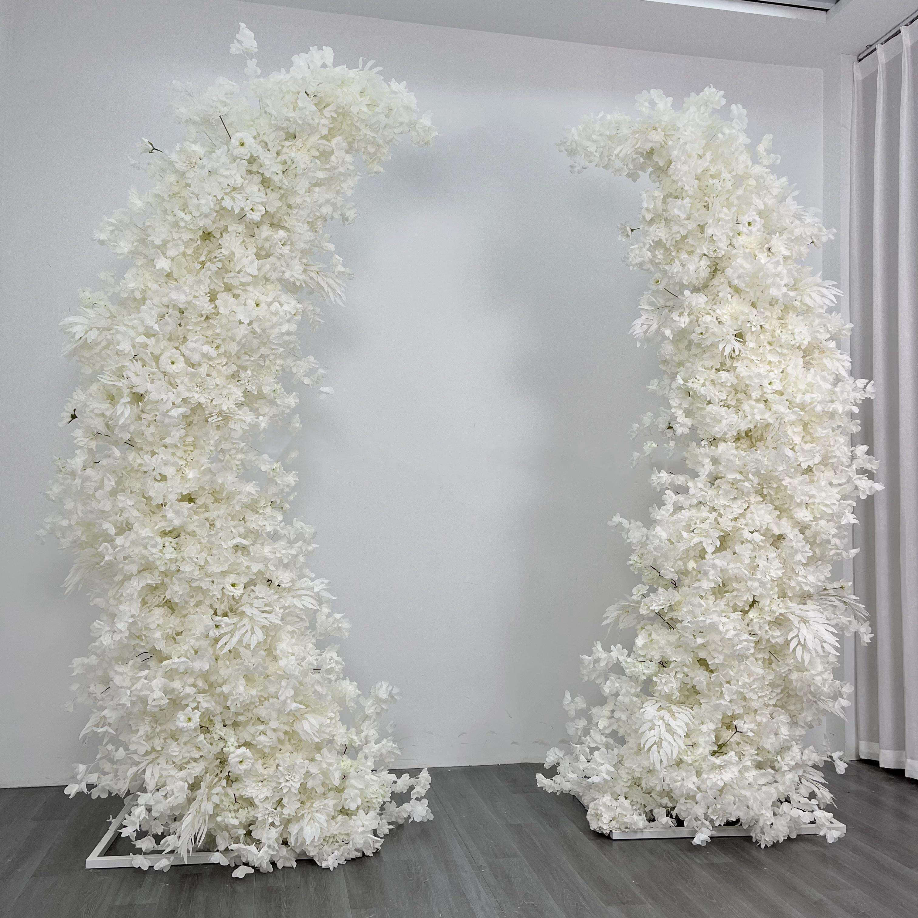 Roseytime Wedding Floral Pillars Arch White Flowers with Frame #RTP032