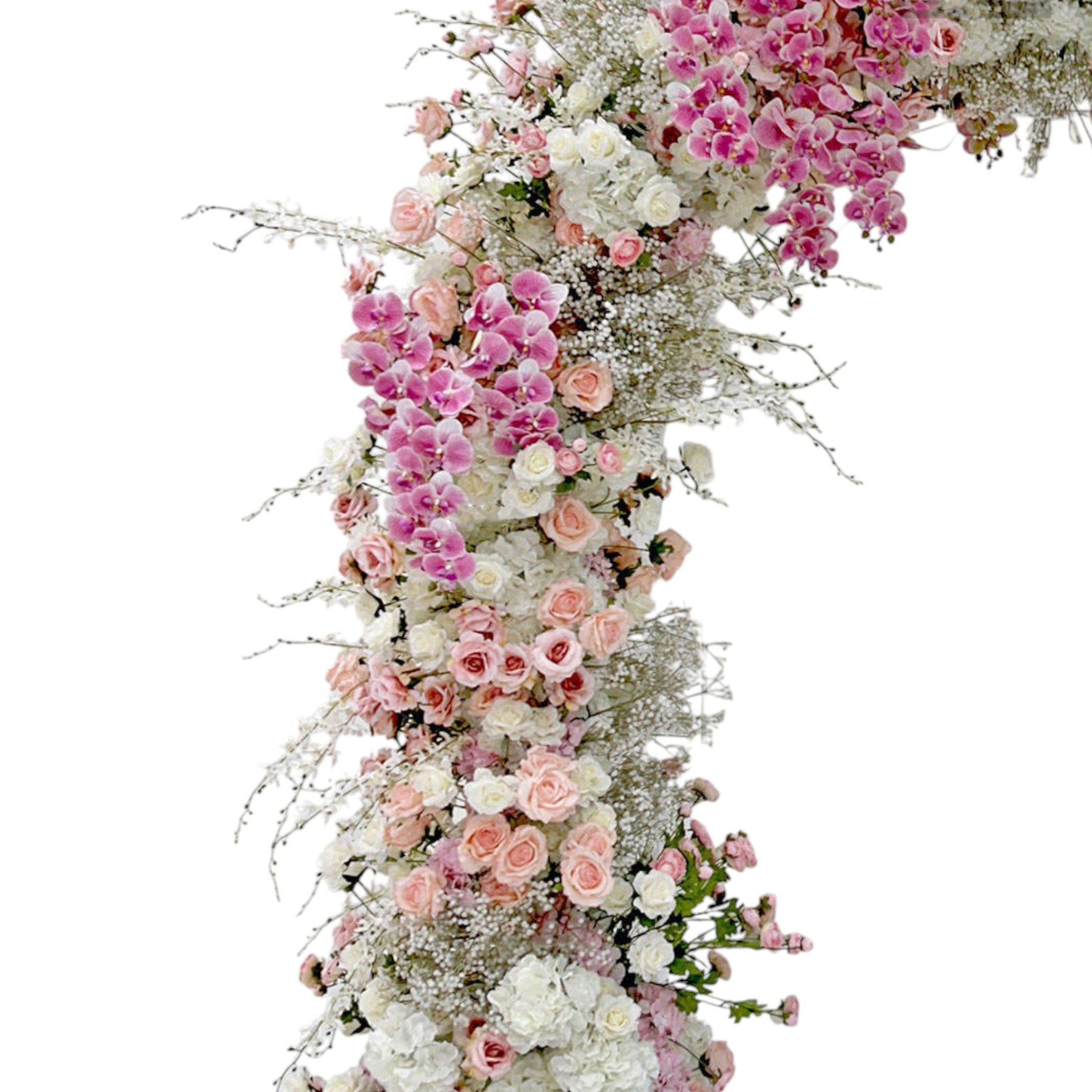 RoseyTime White&Pink Flower Arch n-shape Round Arch #RTA156