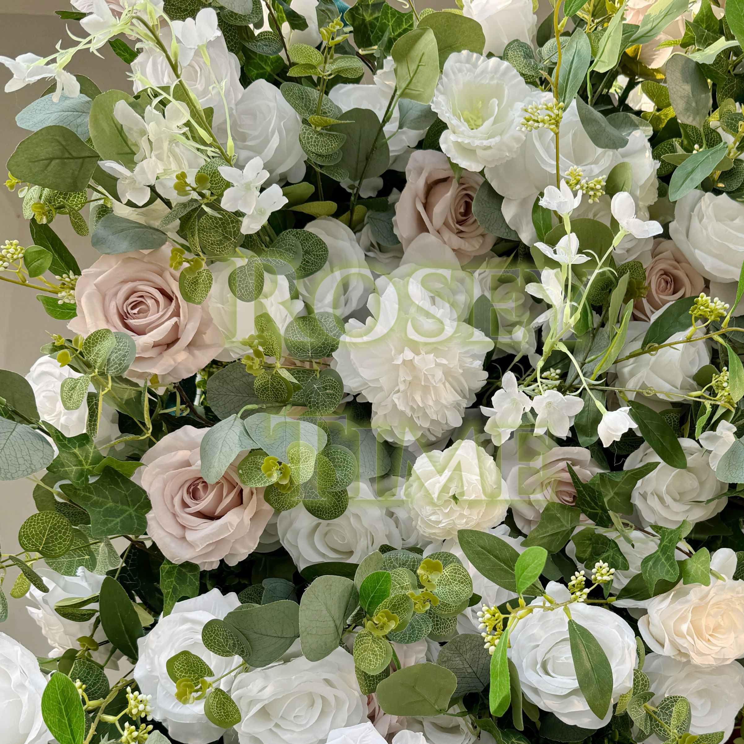 Roseytime White Blush Pink Square Flower Arch Fabric Back#RTA055