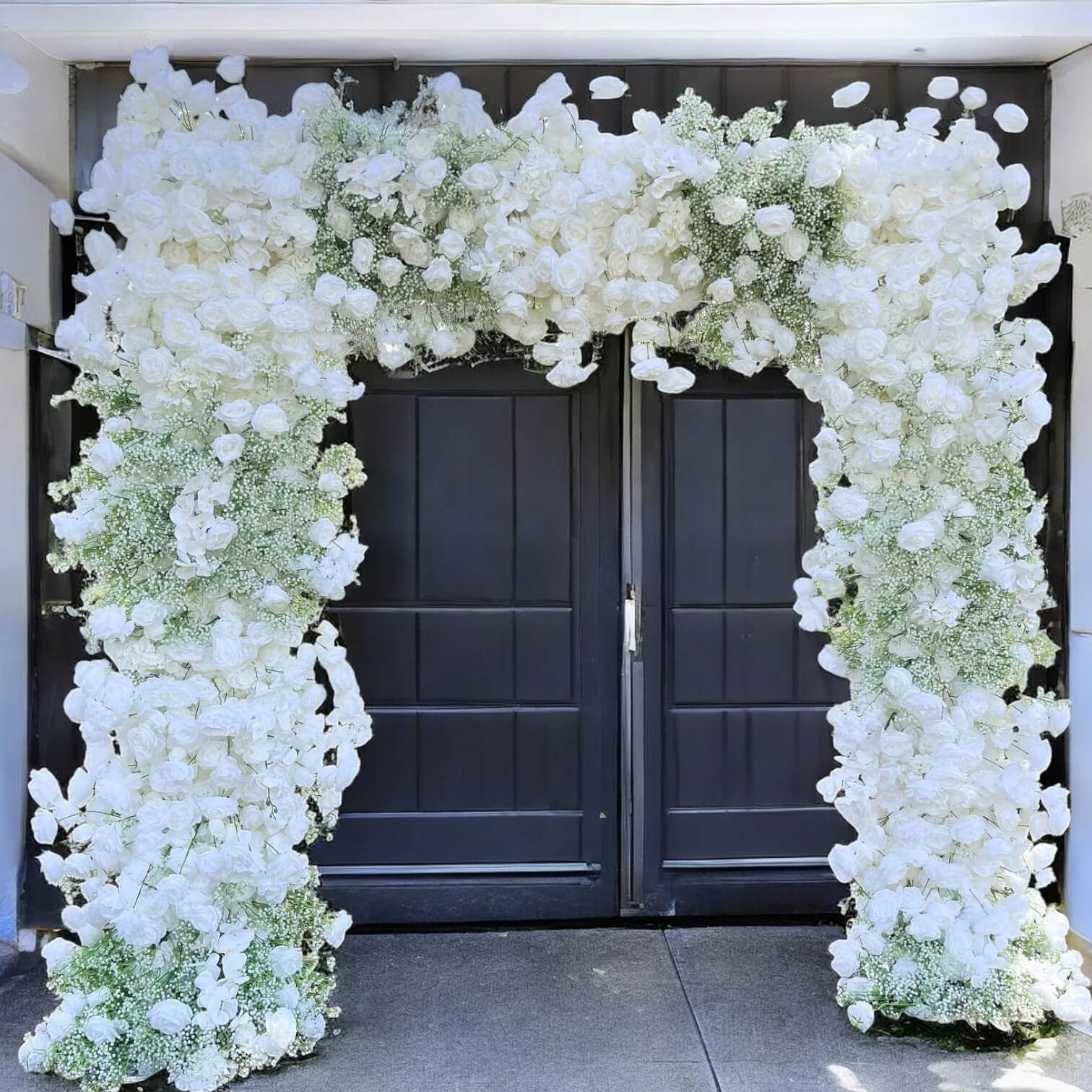 Roseytime White Baby' Breath Square Flower Arch Fabric Back#RTA096