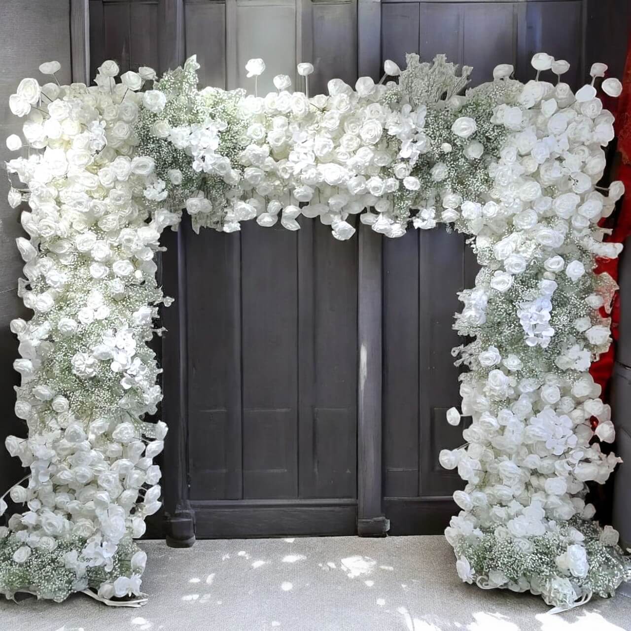 Roseytime White Baby' Breath Square Flower Arch Fabric Back#RTA096