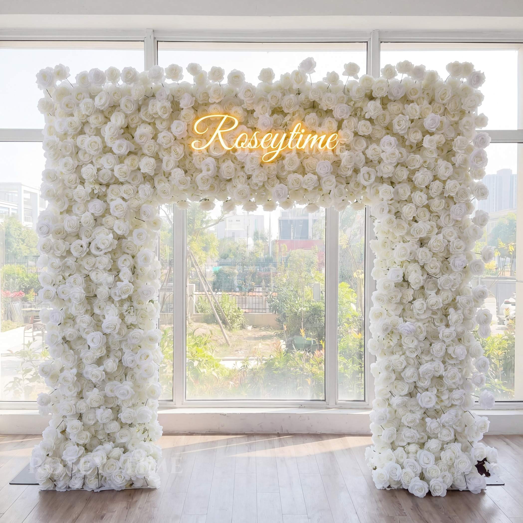 Roseytime White&Cream RosesSquare Flower Arch Fabric Back#RTA041